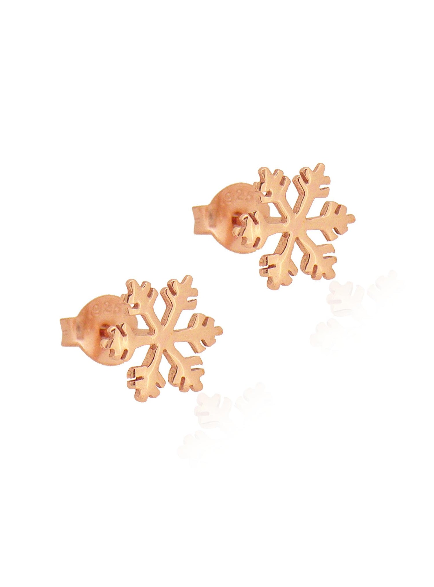 Dakota Christmas Snowflake Charm Stud Earrings in Rose