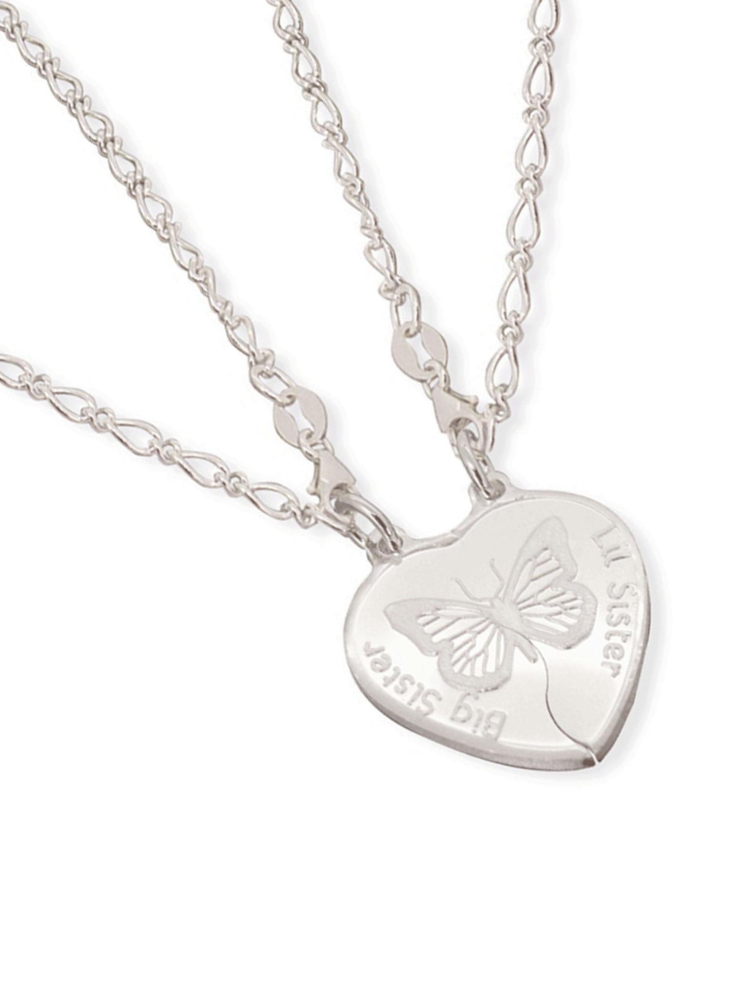 Two Bracelets Butterfly Break Pendant Sisters Charm in Sterling Silver
