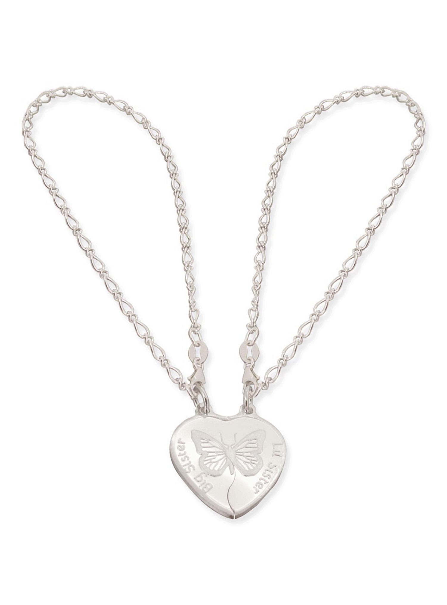 Two Bracelets Butterfly Break Pendant Sisters Charm in Sterling Silver