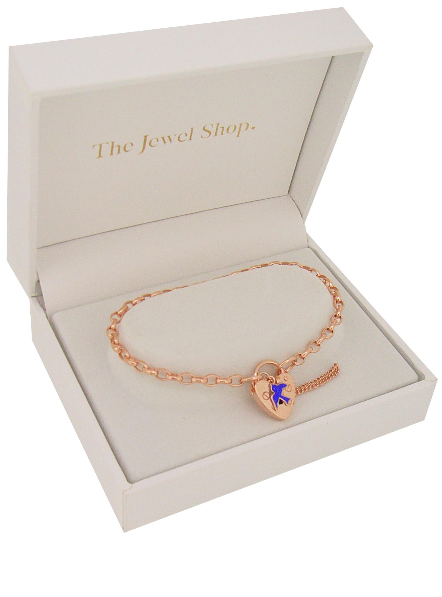 Bluebird of Happiness Belcher Padlock Bracelet in Rose
