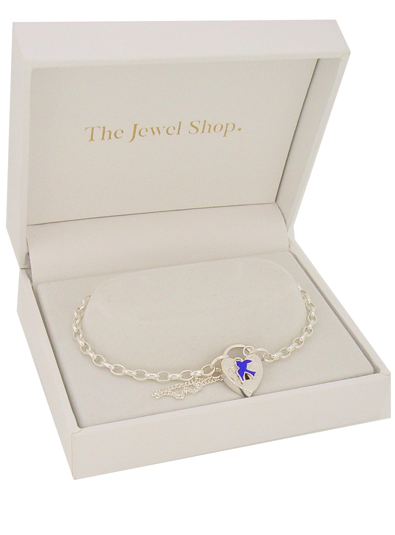 Bluebird of Happiness Belcher Padlock Bracelet in Sterling Silver