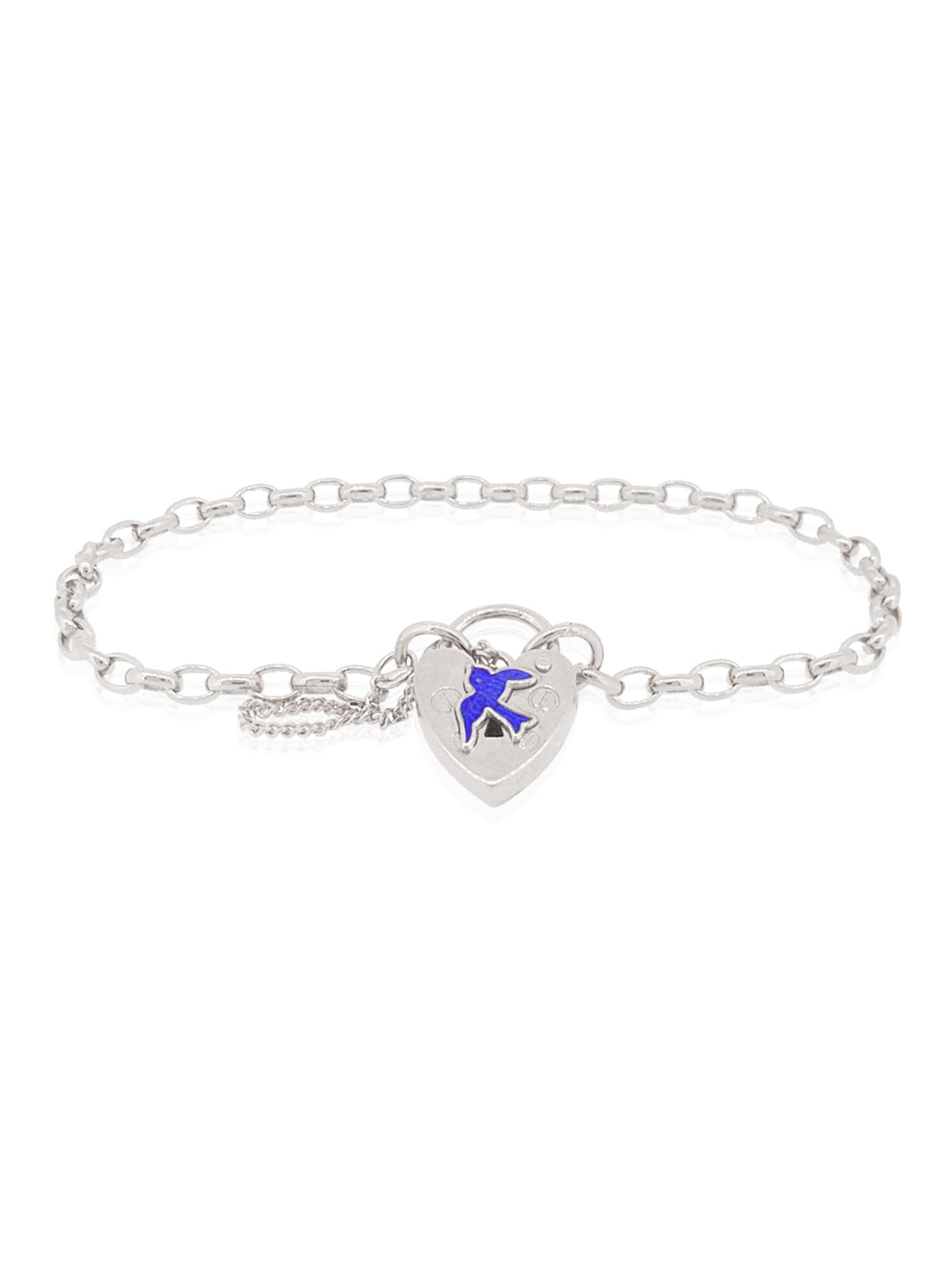 Bluebird of Happiness Belcher Padlock Bracelet in Sterling Silver