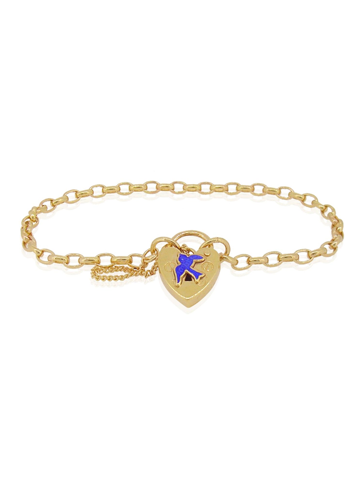 Bluebird of Happiness Belcher Padlock Bracelet in Gold