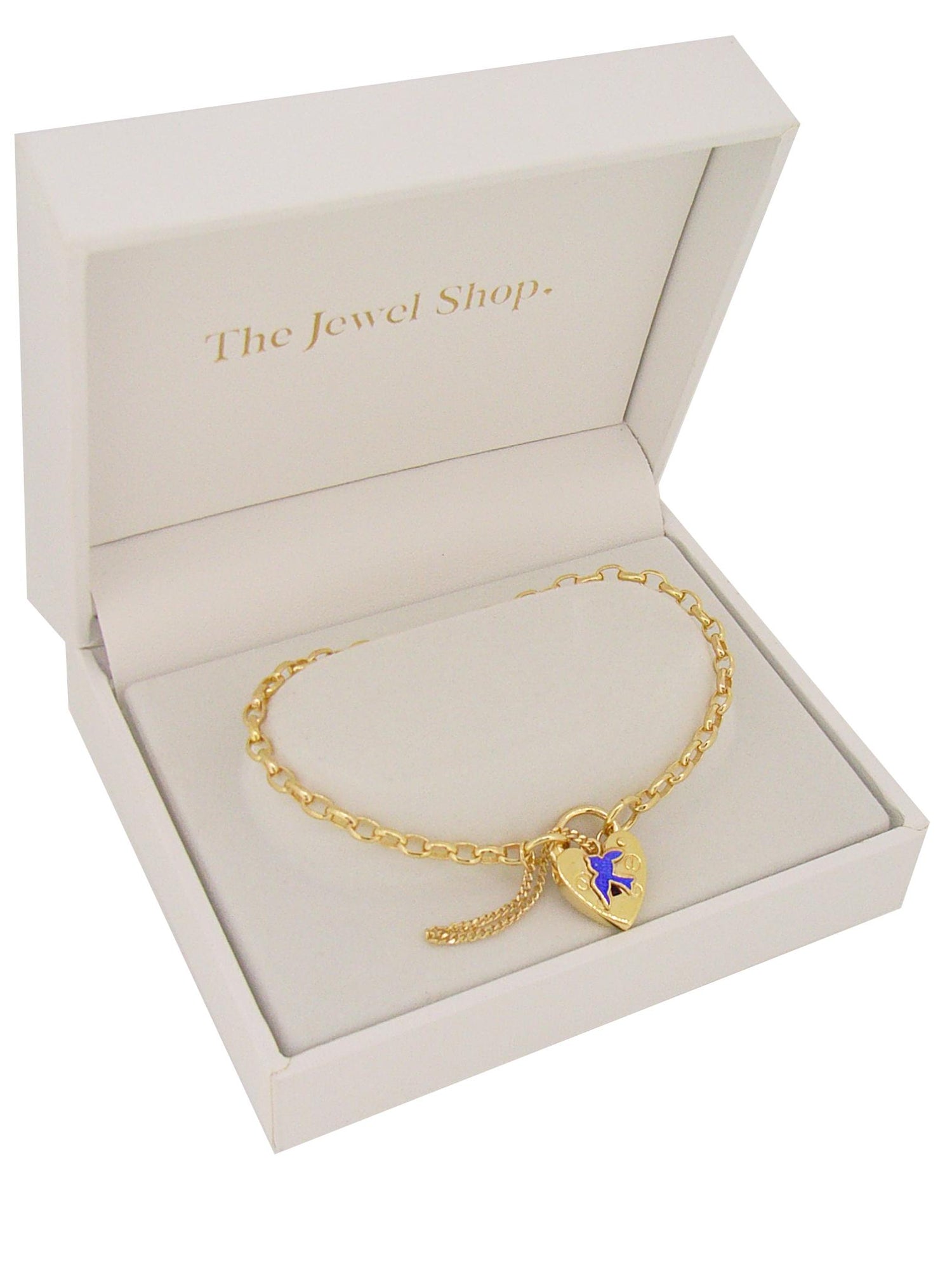 Bluebird of Happiness Belcher Padlock Bracelet in Gold