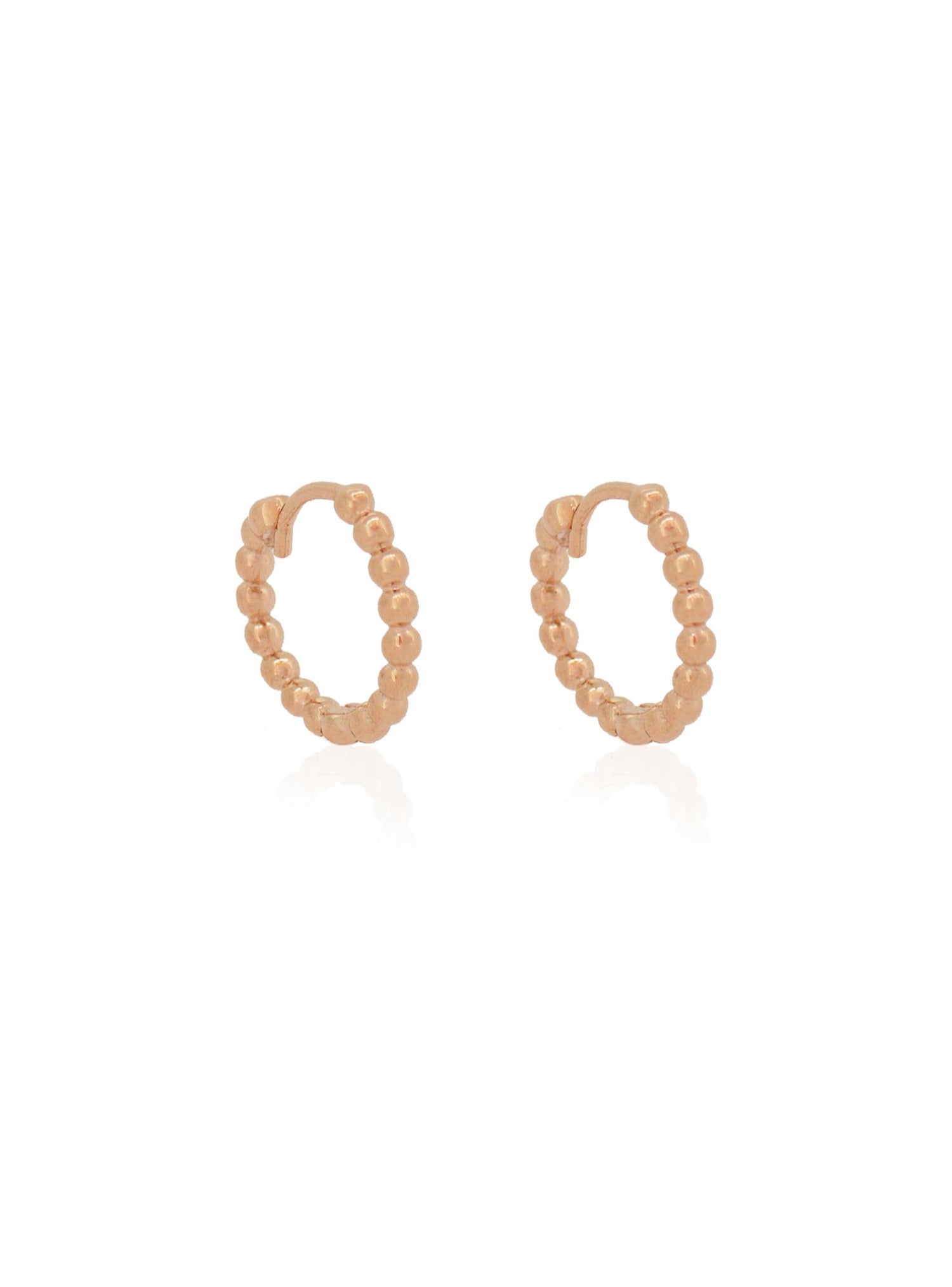 Ball Beaded Huggie Hoop Earrings in 9ct Rose Gold