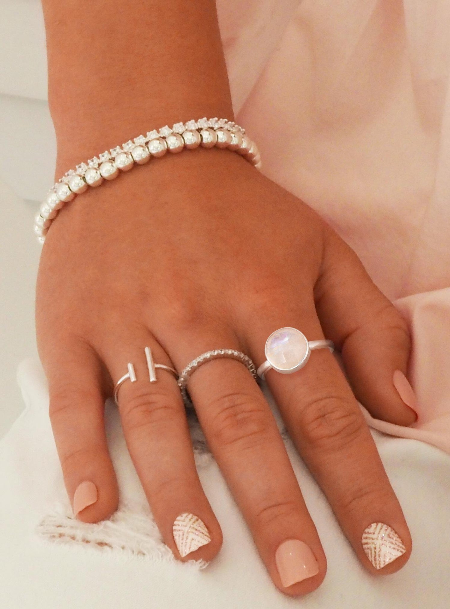 Rainbow Moonstone Gemstone Ring in Sterling Silver Love Britty
