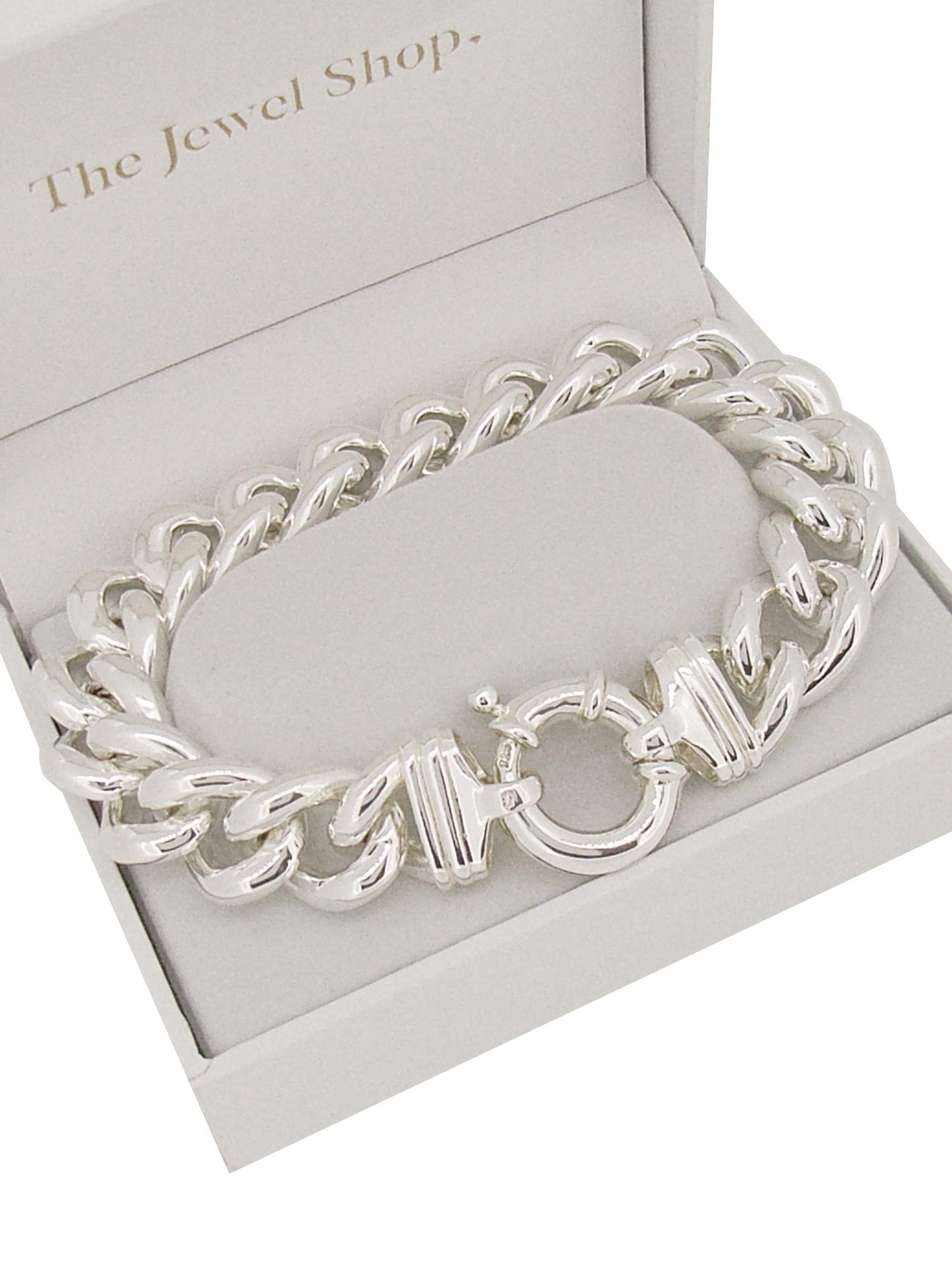 Huge 15mm Curb Bolt Ring Bracelet in Solid Sterling Silver
