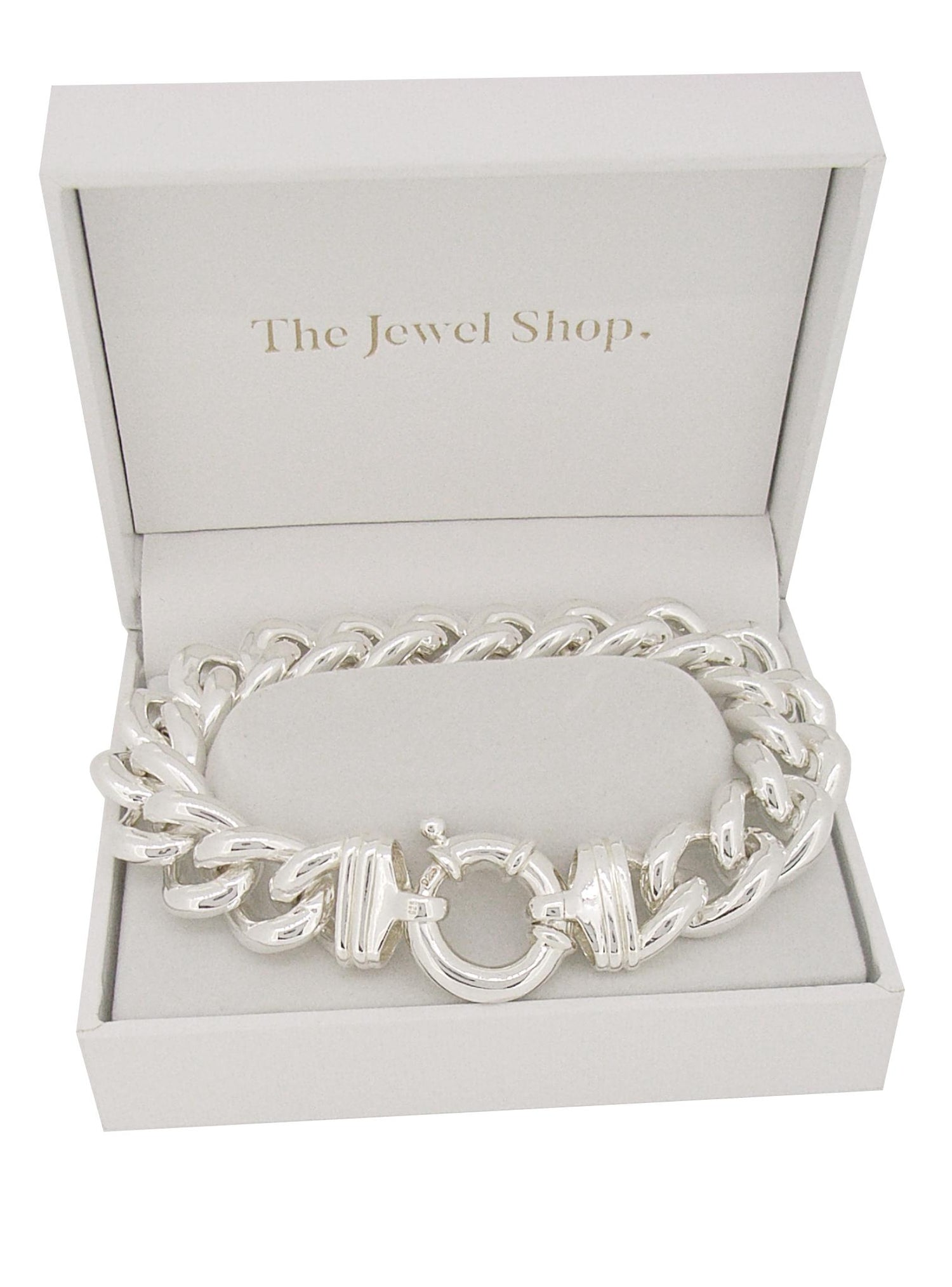 Huge 15mm Curb Bolt Ring Bracelet in Solid Sterling Silver