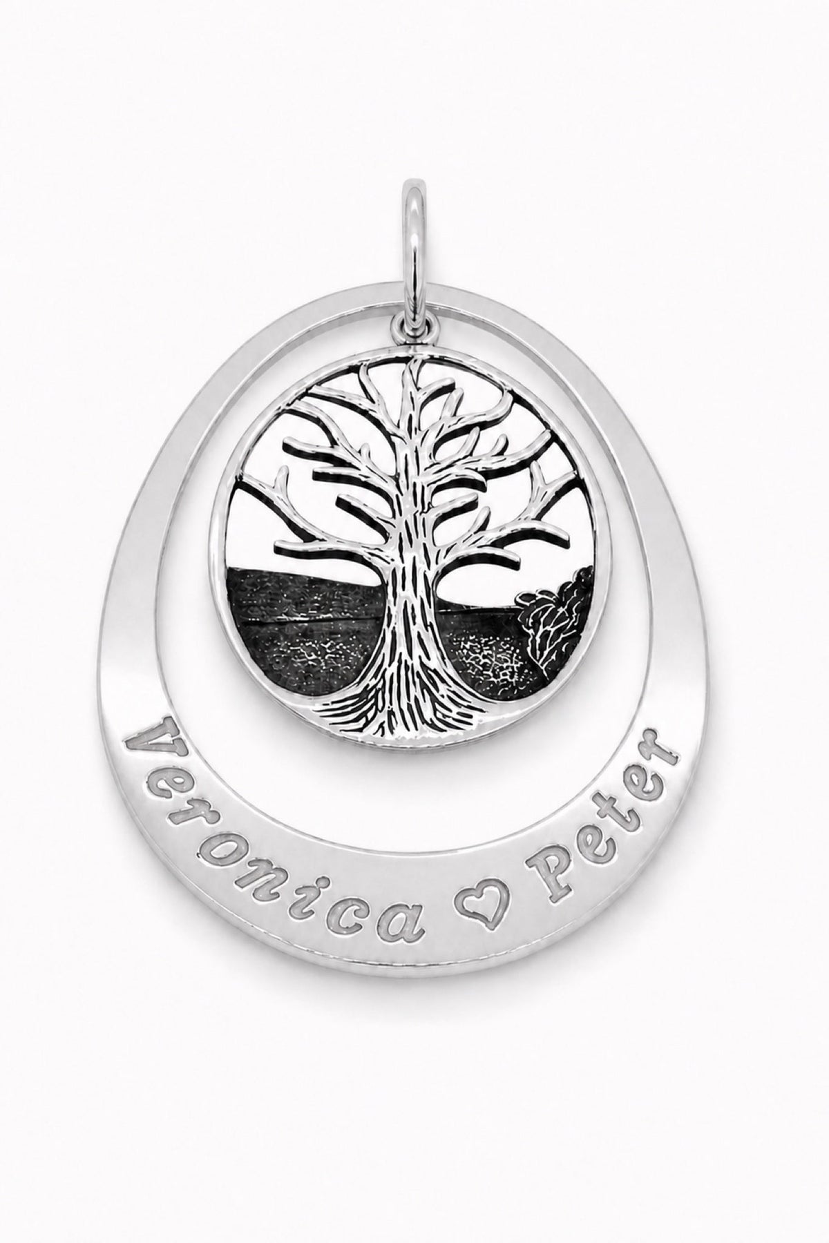 35 x 52mm Oval Tree of Life Pendant - Natural engraving