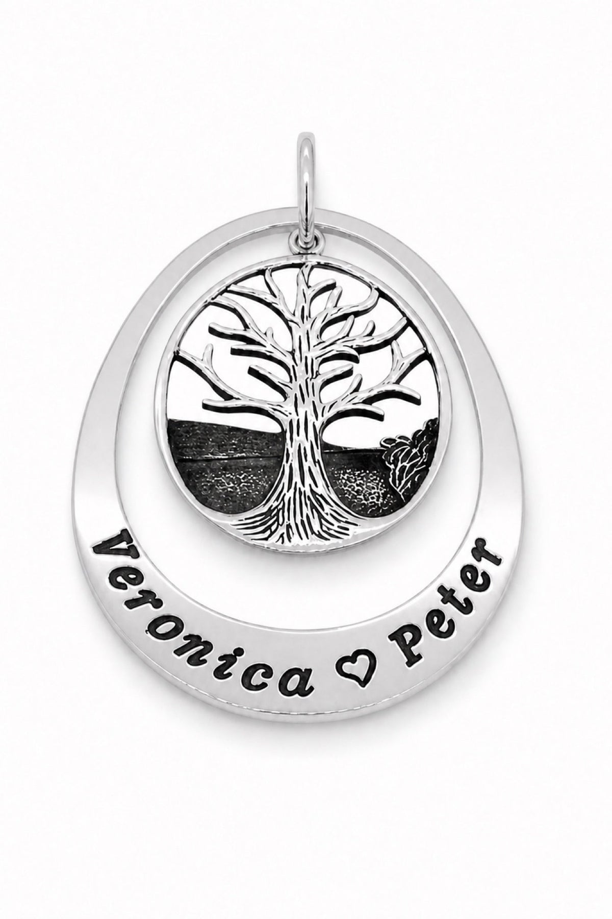 35 x 52mm Oval Tree of Life Pendant - Oxidised engraving