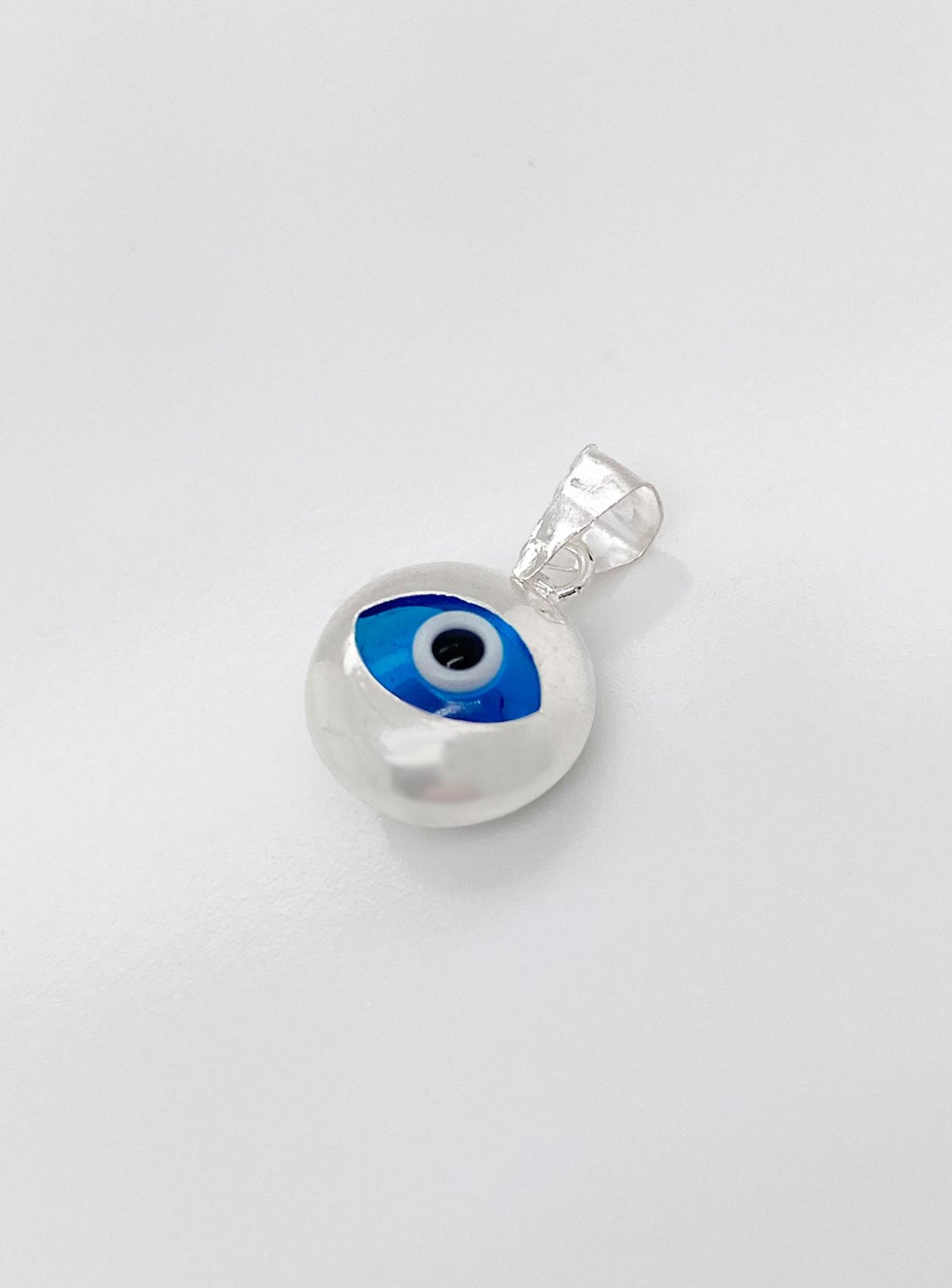 Lucky Protection Evil Eye Charm Pendant in Sterling Silver