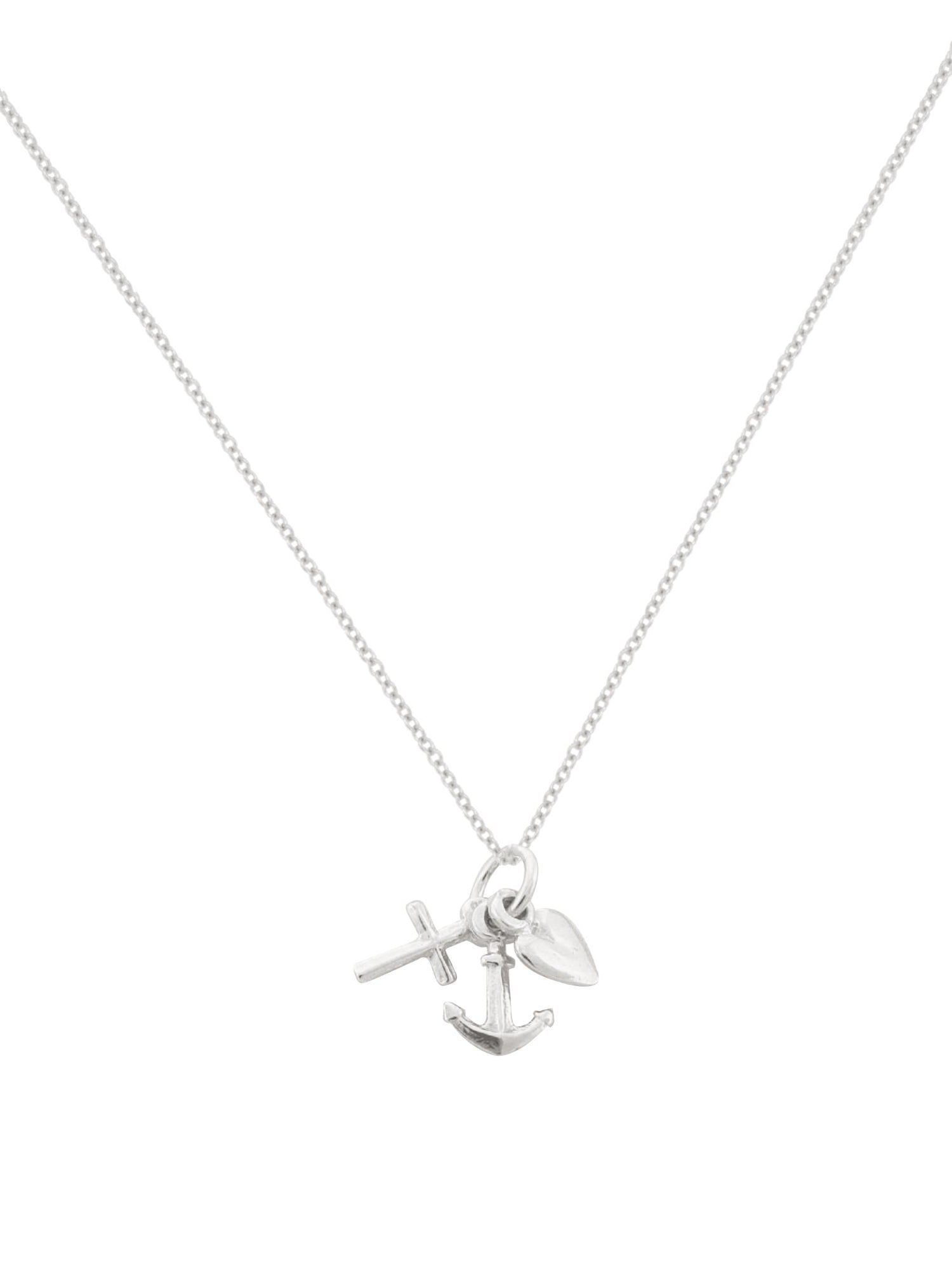 Small Faith Hope Charity Charm Necklace in Sterling Silver