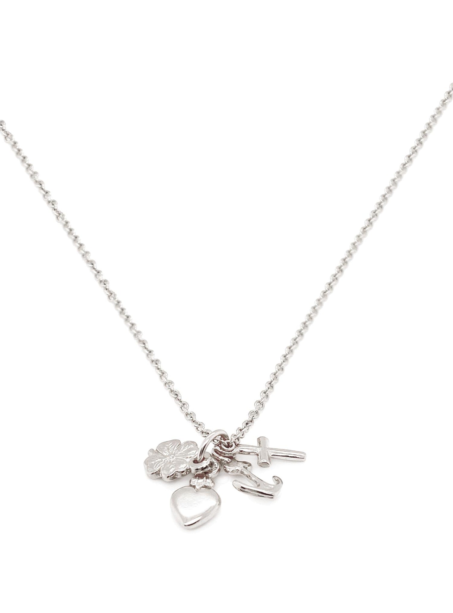 Zoe Faith Hope Charity Clover Charm Necklace in Sterling Silver