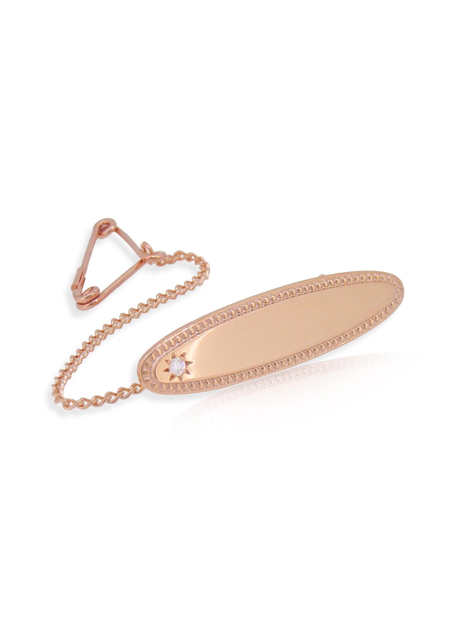 Diamond Identity Name Baby Brooch in 9ct Rose Gold