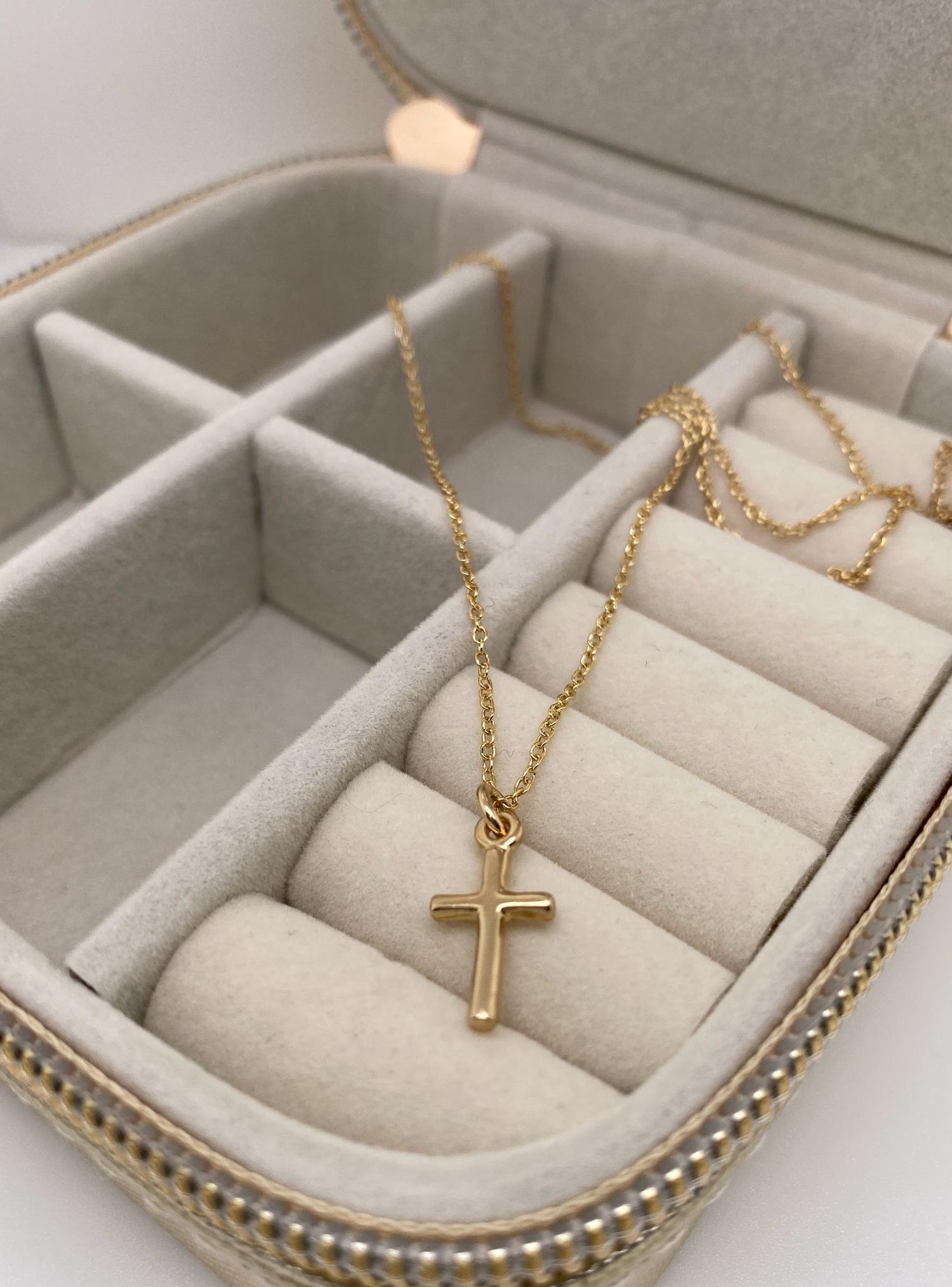 Small Plain Cross Charm in 9ct Gold