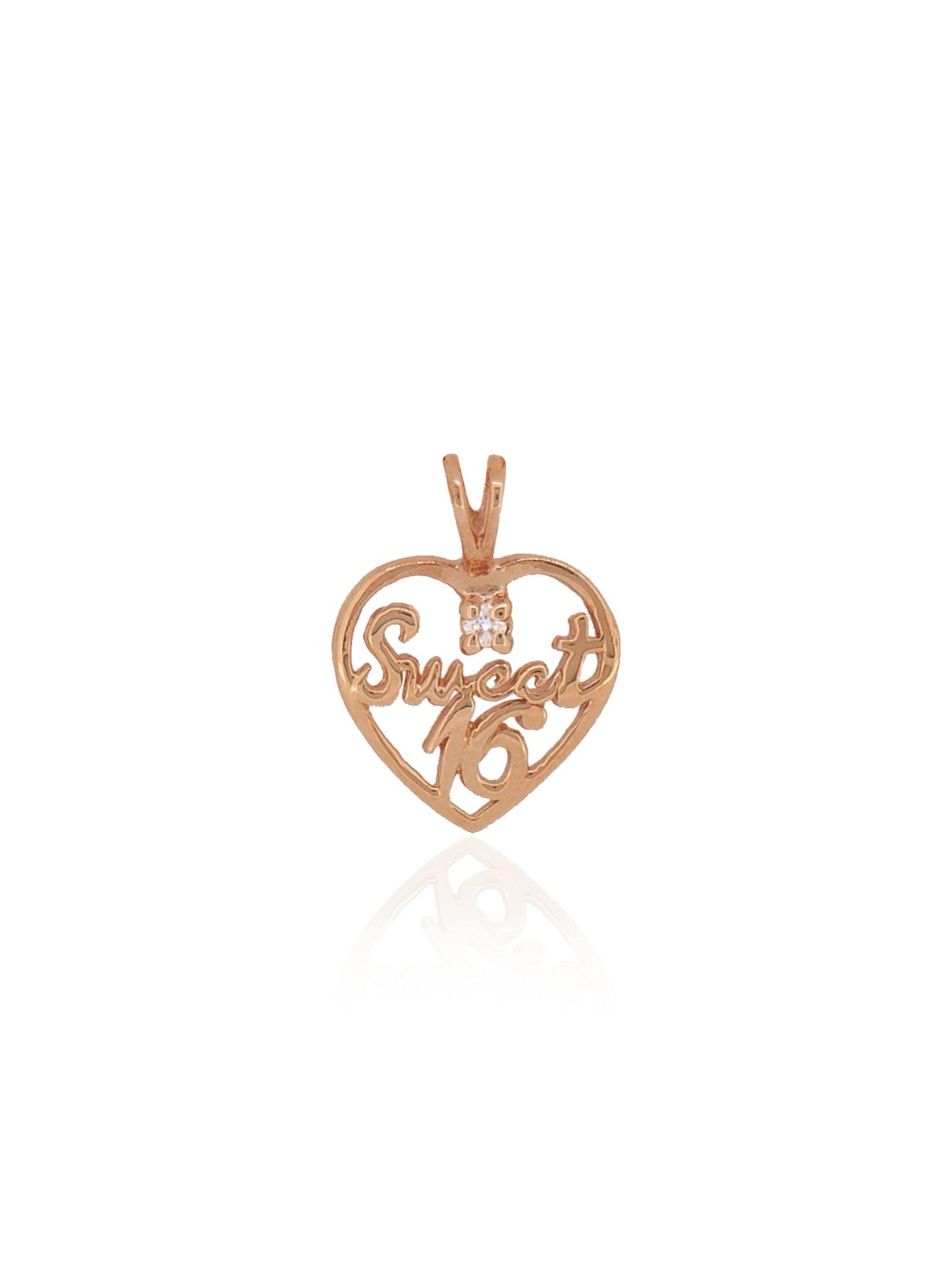 Diamond Sweet 16 Heart Pendant in 9ct Rose Gold