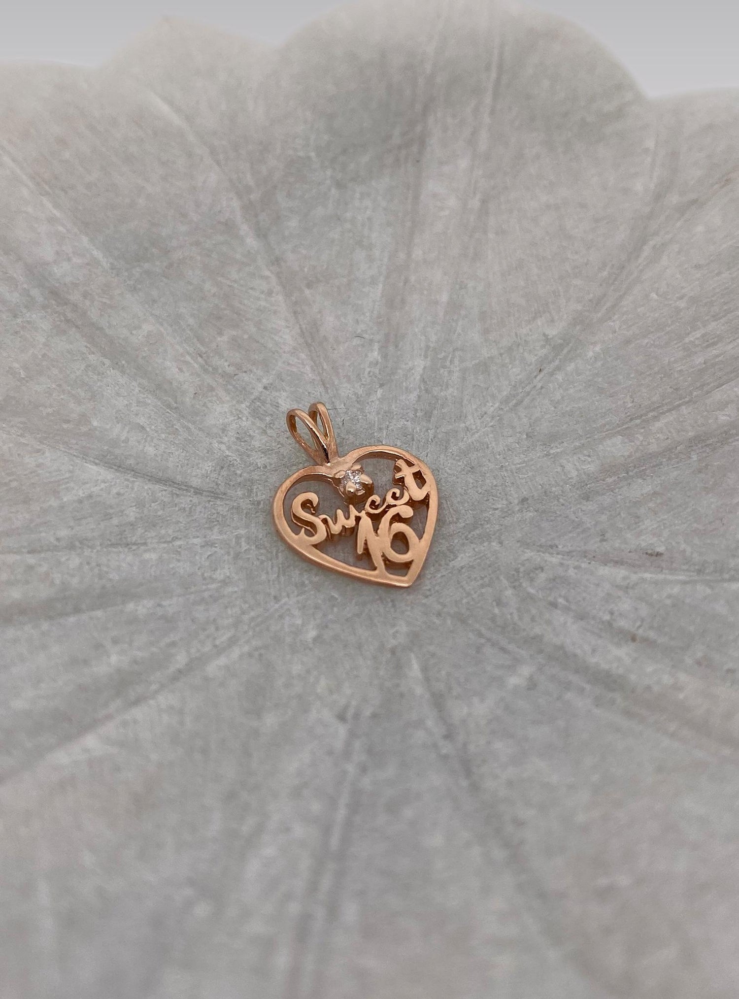 Diamond Sweet 16 Heart Pendant in 9ct Rose Gold
