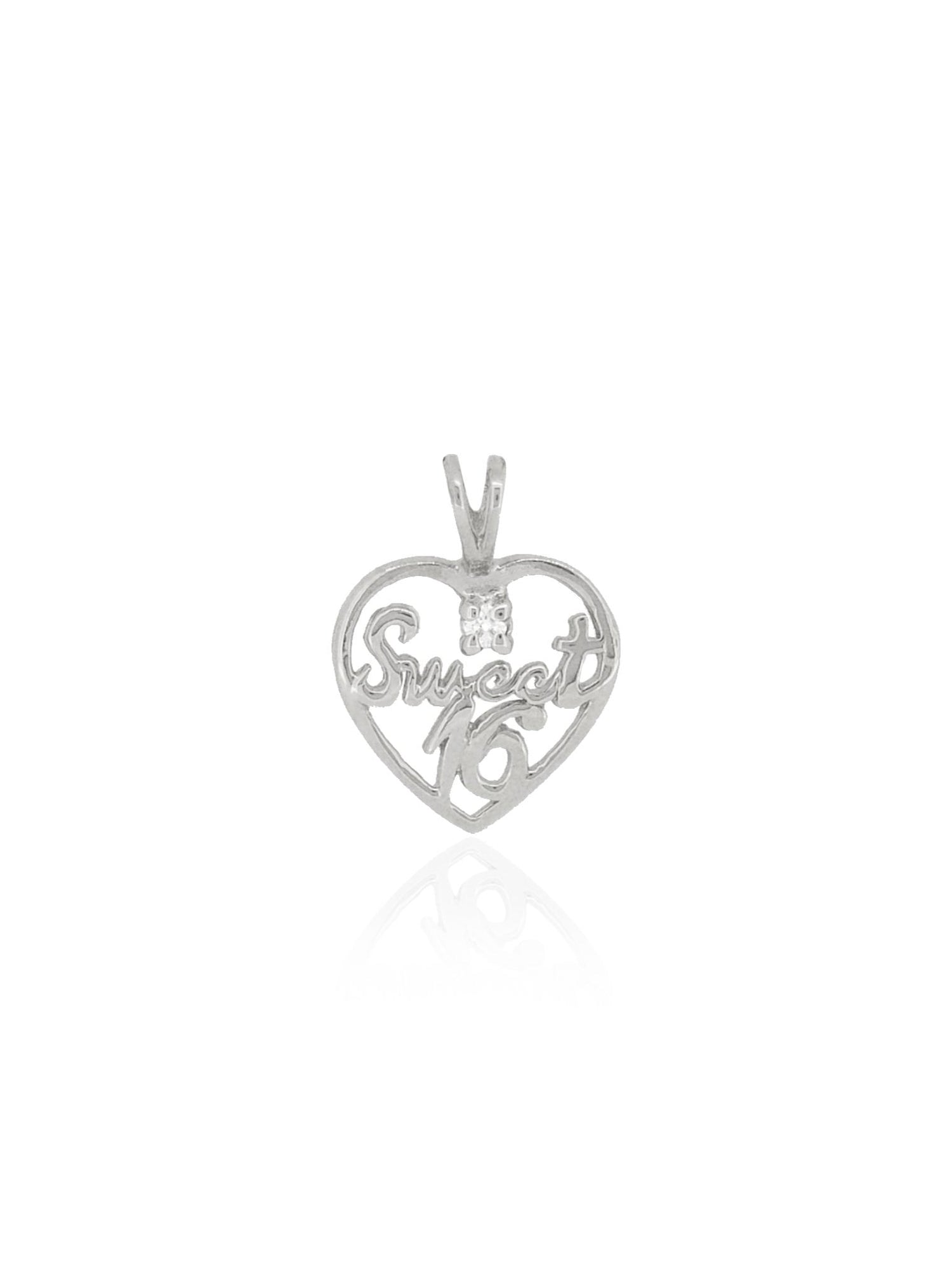Diamond Sweet 16 Heart Pendant in 9ct White Gold