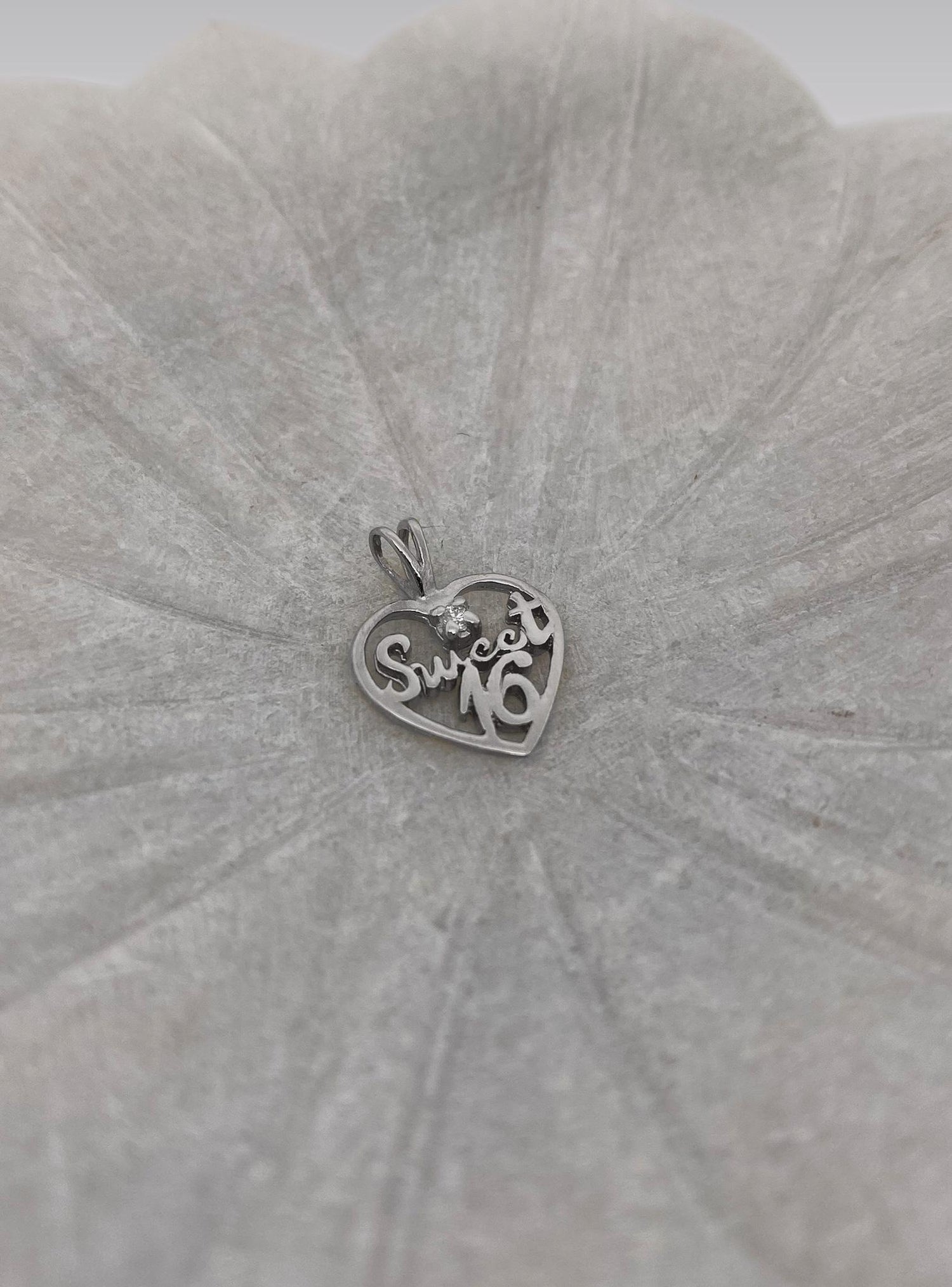 Diamond Sweet 16 Heart Pendant in 9ct White Gold