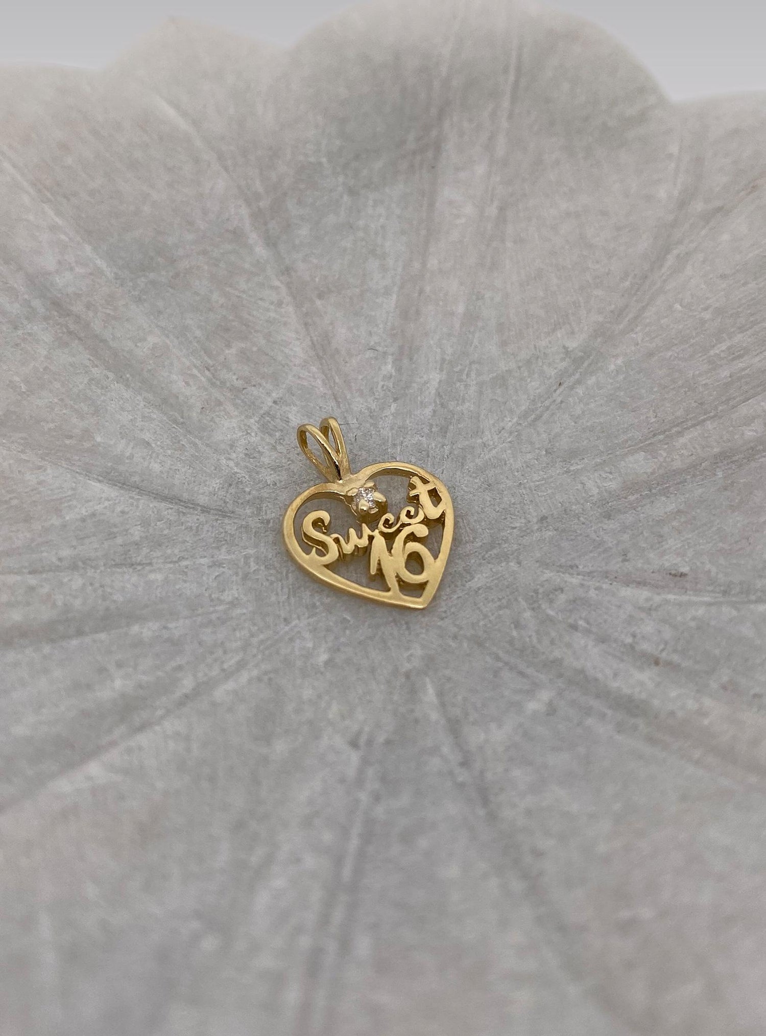 Diamond Sweet 16 Heart Pendant in 9ct Gold
