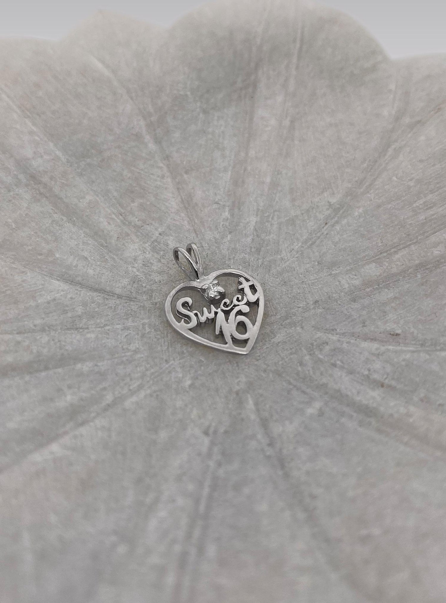 Diamond Sweet 16 Heart Pendant in Sterling Silver