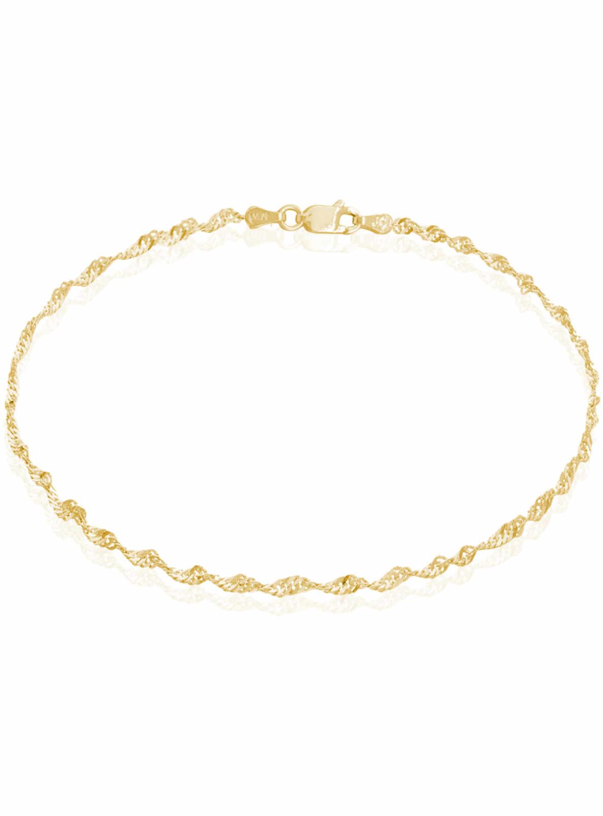 Rope Singapore Twist Anklet Chain in 9ct Gold