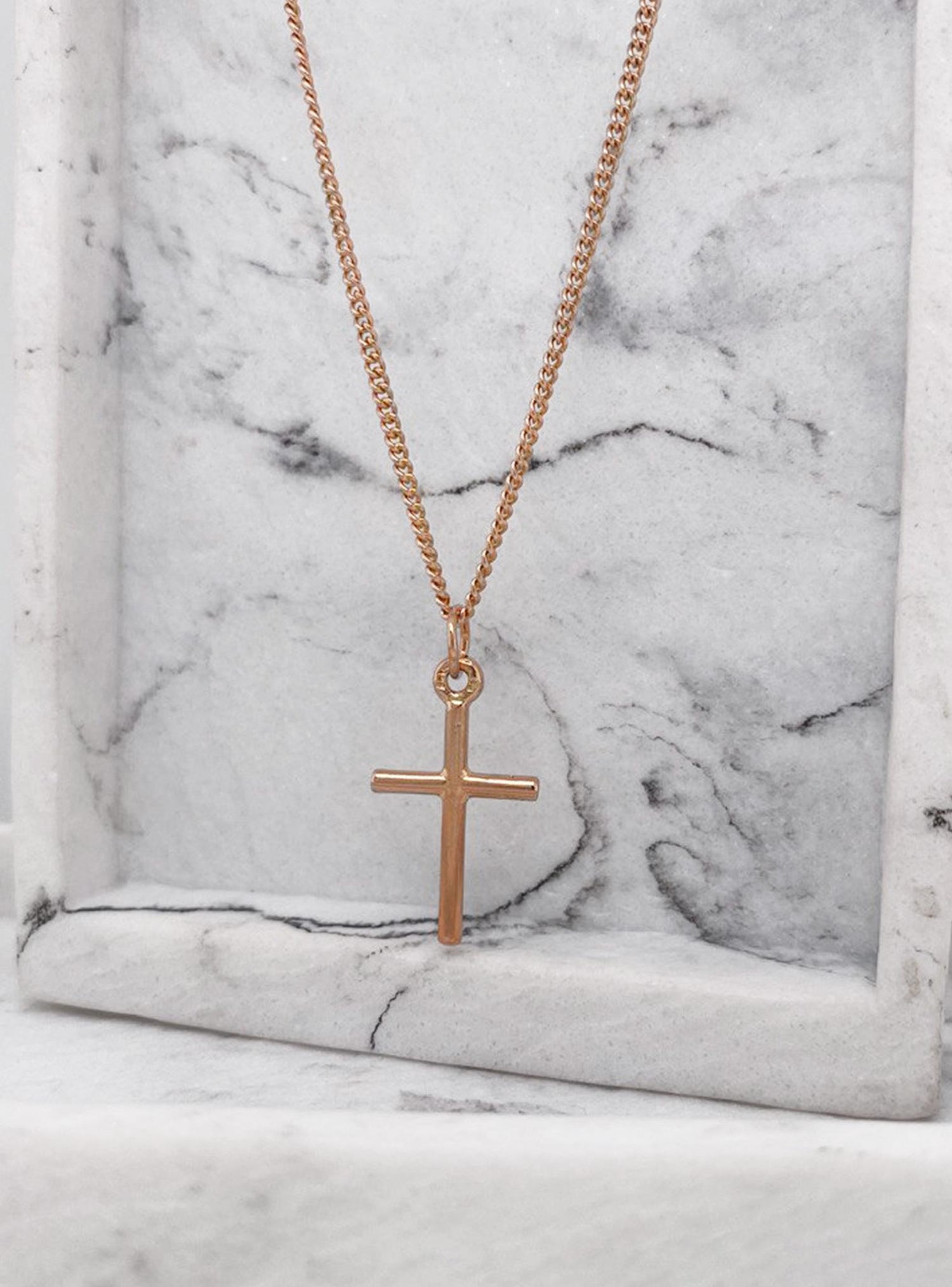 Simple Plain Cross Pendant in 9ct Rose Gold