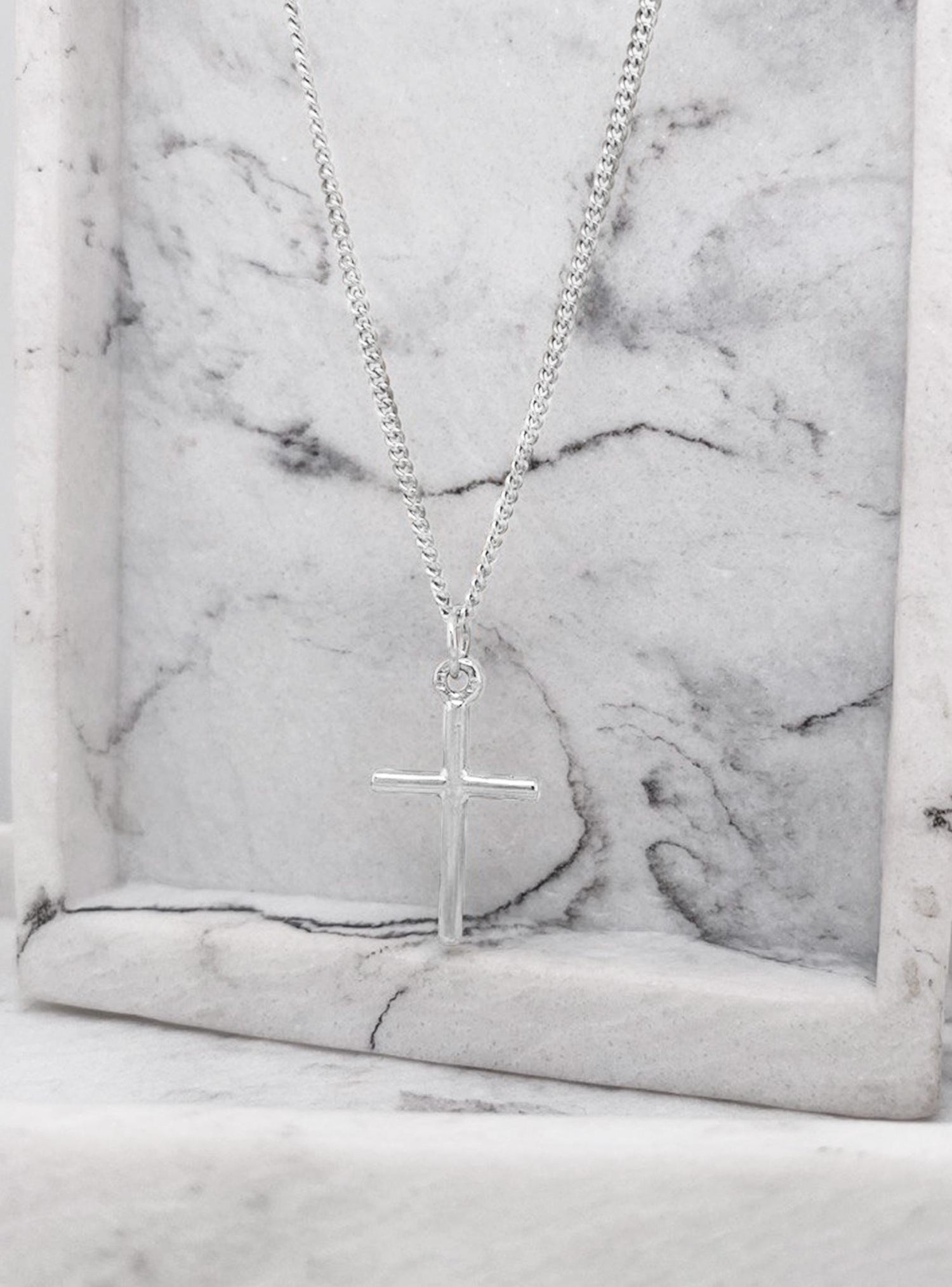 Simple Plain Cross Pendant in Sterling Silver