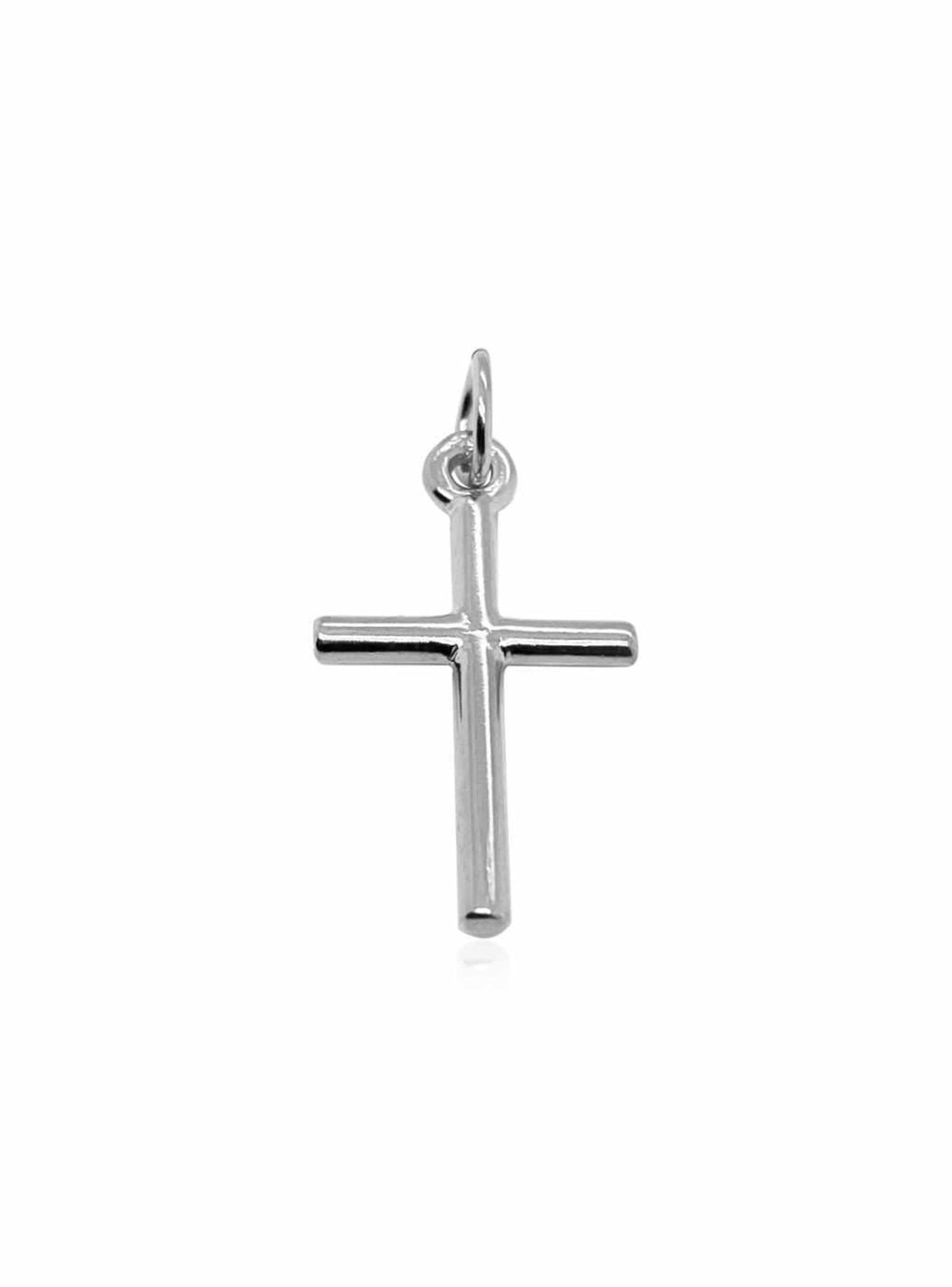 Simple Plain Cross Pendant in 9ct White Gold