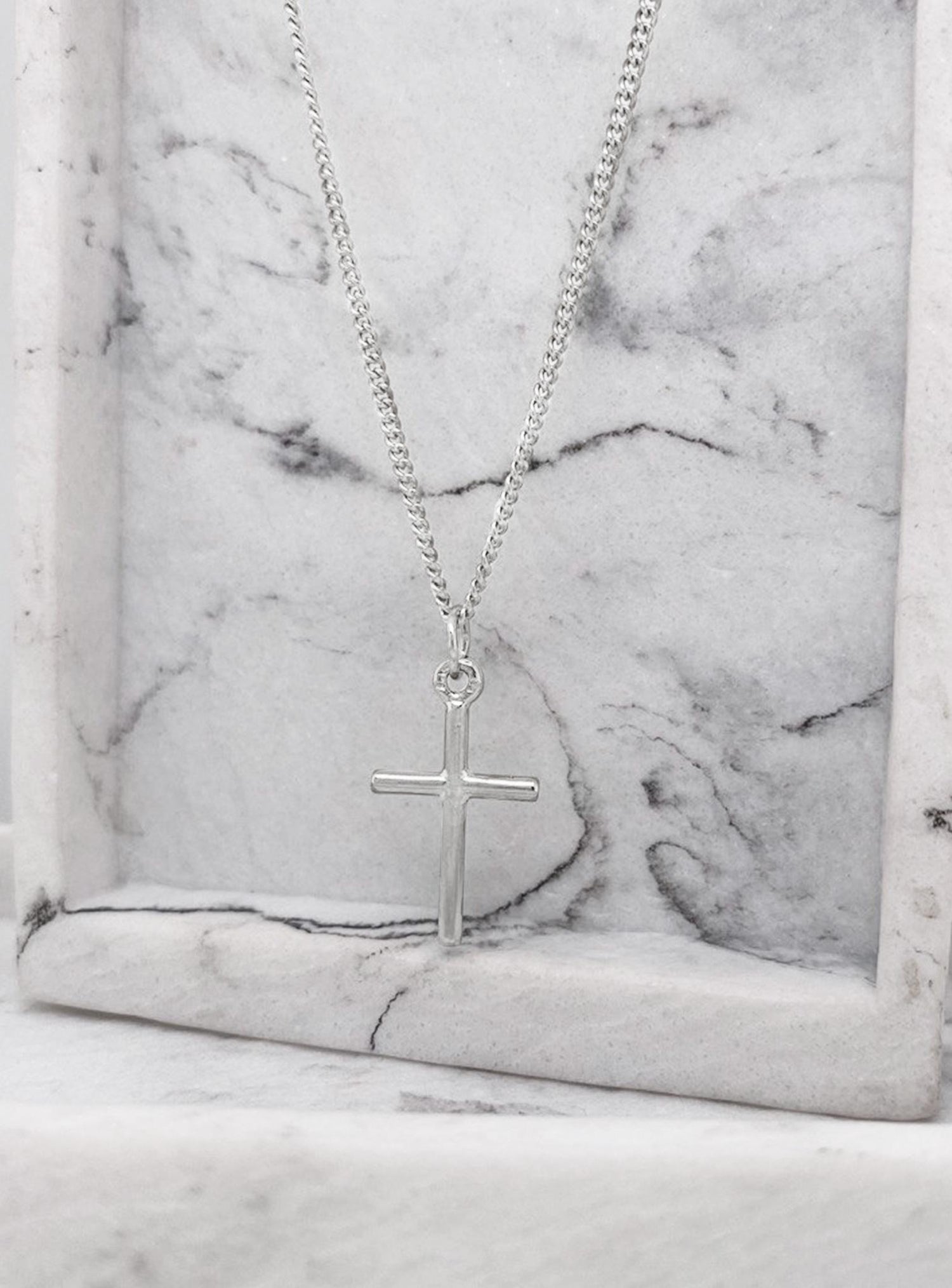 Simple Plain Cross Pendant in 9ct White Gold