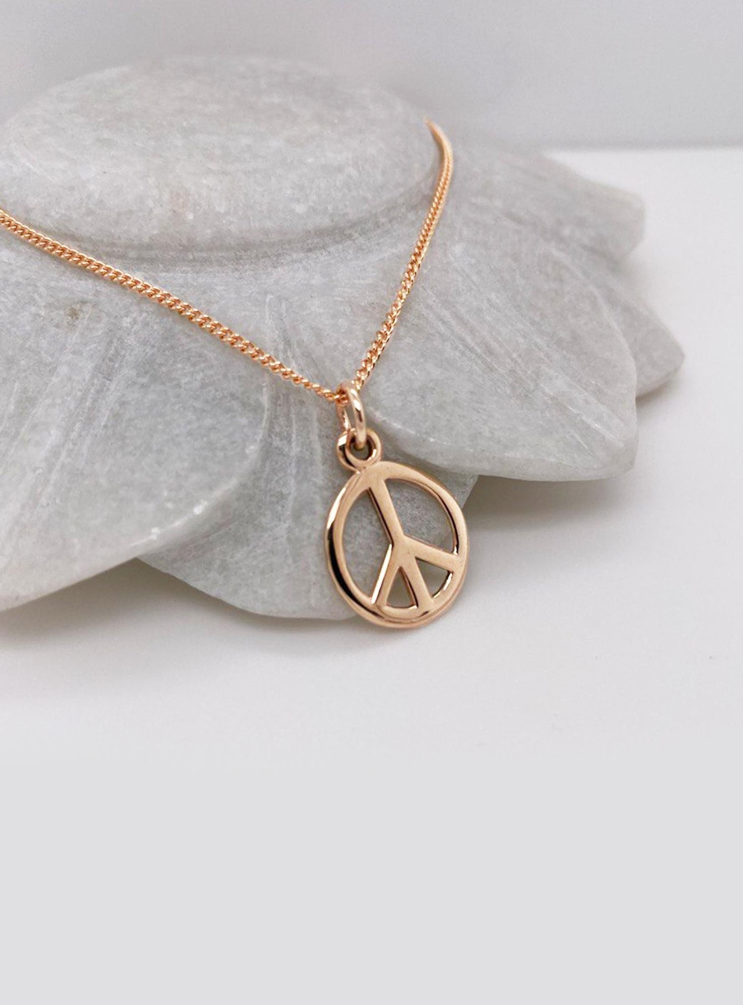 Solid Peace Sign Symbol 15mm Pendant in 9ct Rose Gold
