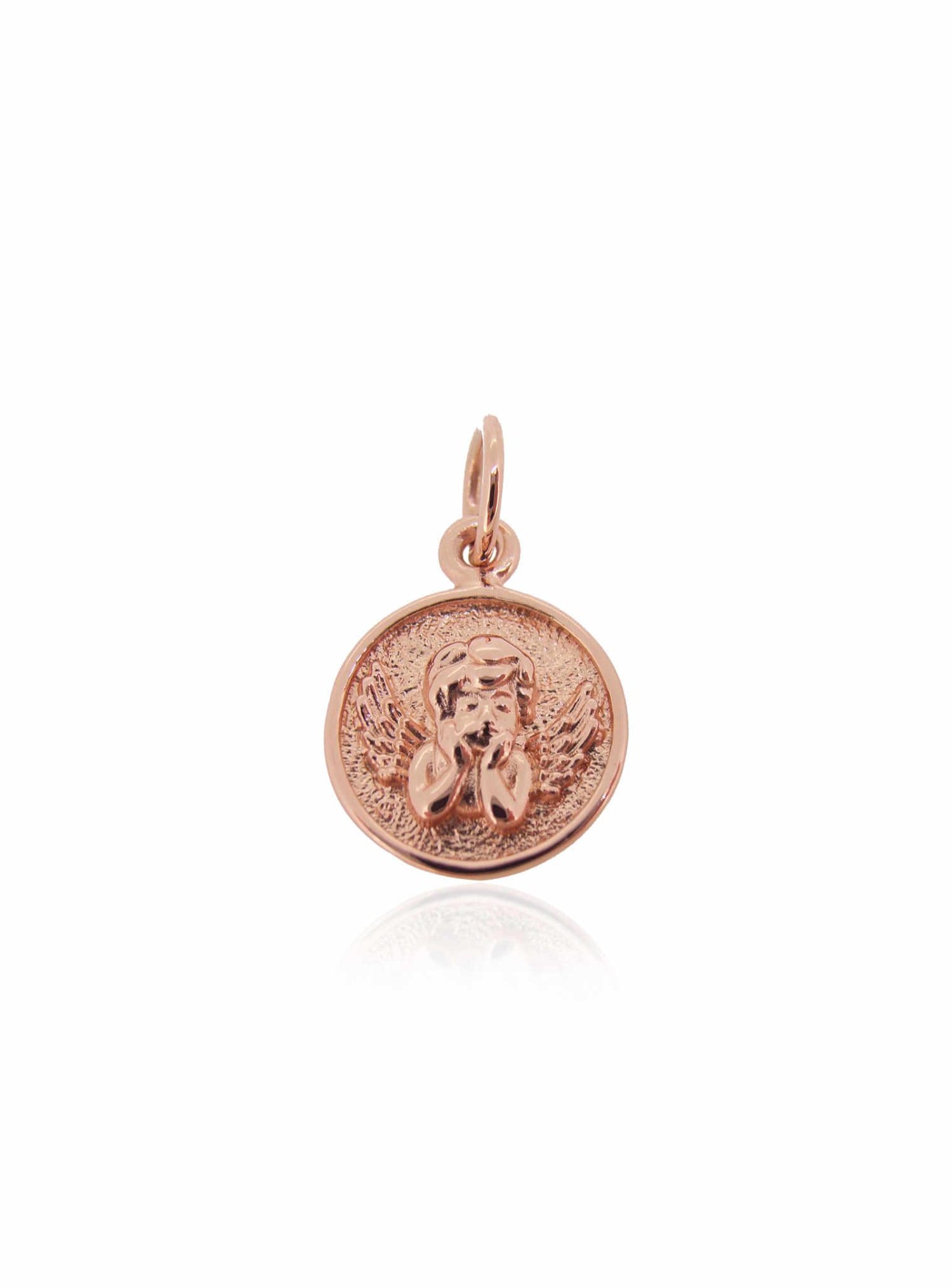 Guardian Angel Cherub Medallion Pendant in 9ct Rose Gold