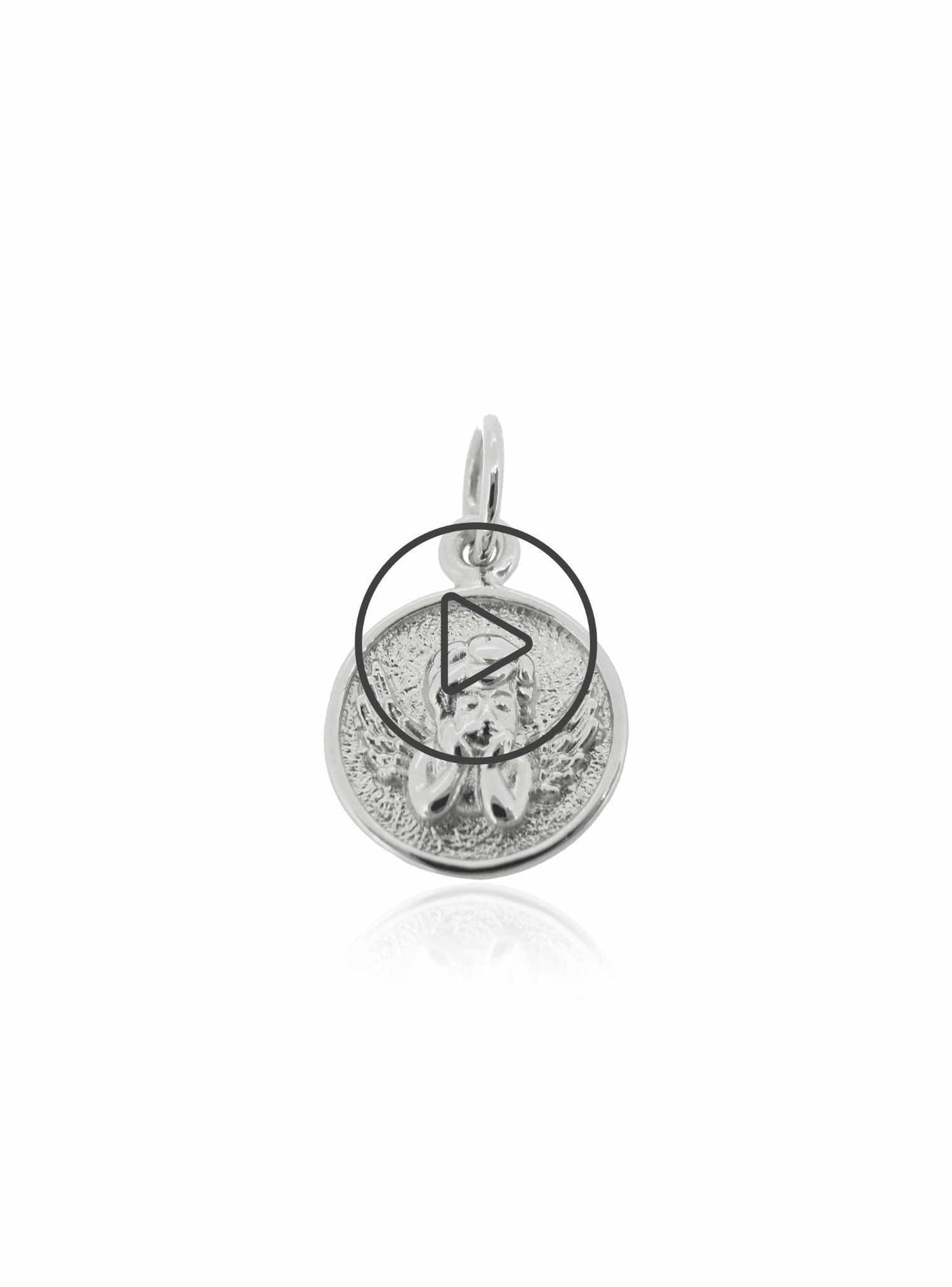 Guardian Angel Cherub Medallion Pendant in 9ct White Gold