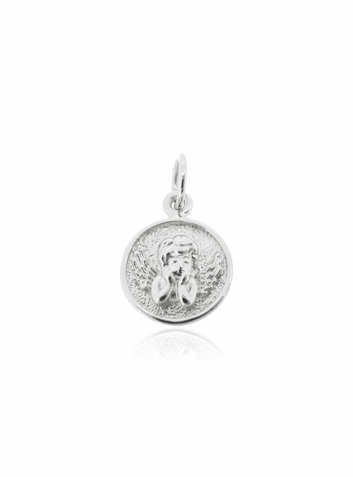 Guardian Angel Cherub Medallion Pendant in Sterling Silver