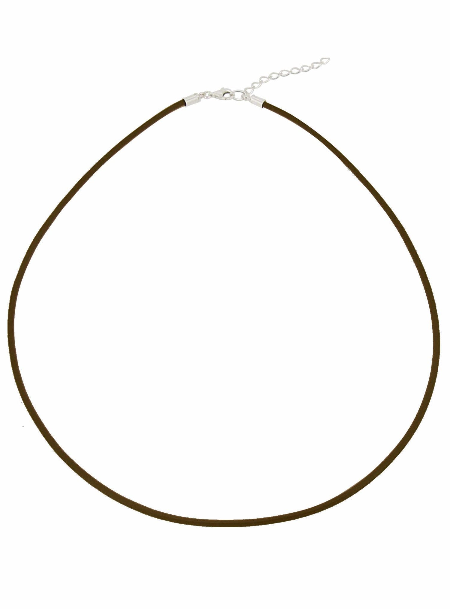 Sterling Silver 2mm Leather Cord Chain Necklace in Brown