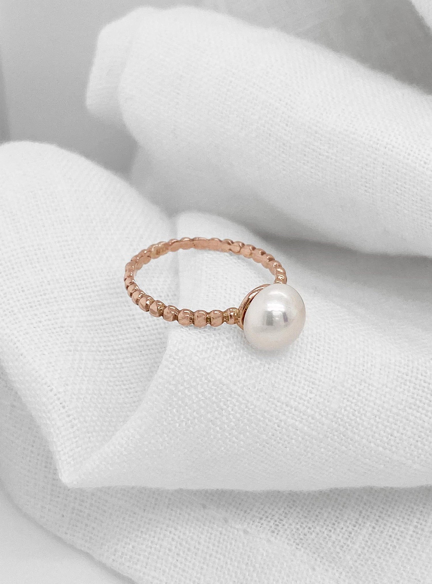 Coco Pearl Solitaire Ring in 9ct Rose Gold