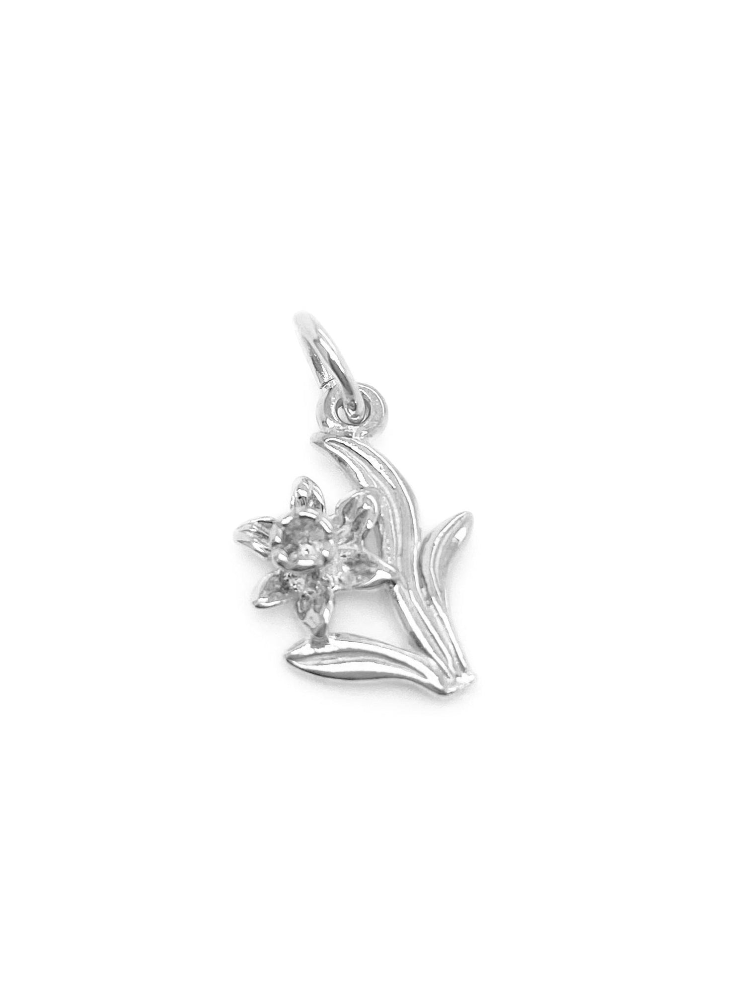 Daffodil Flower Charm in Sterling Silver