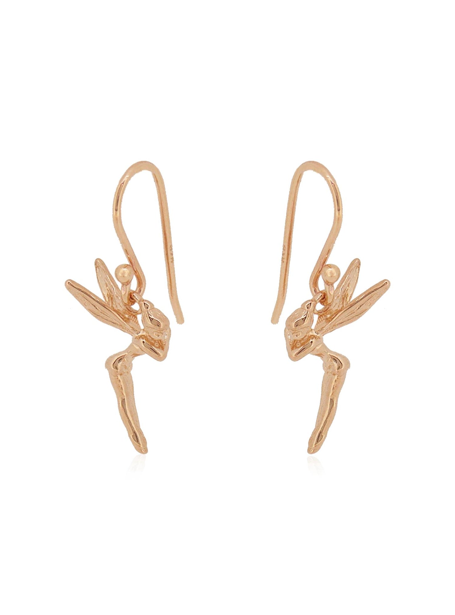 Tinkerbell Fairy Charm Earrings in 9ct Rose Gold