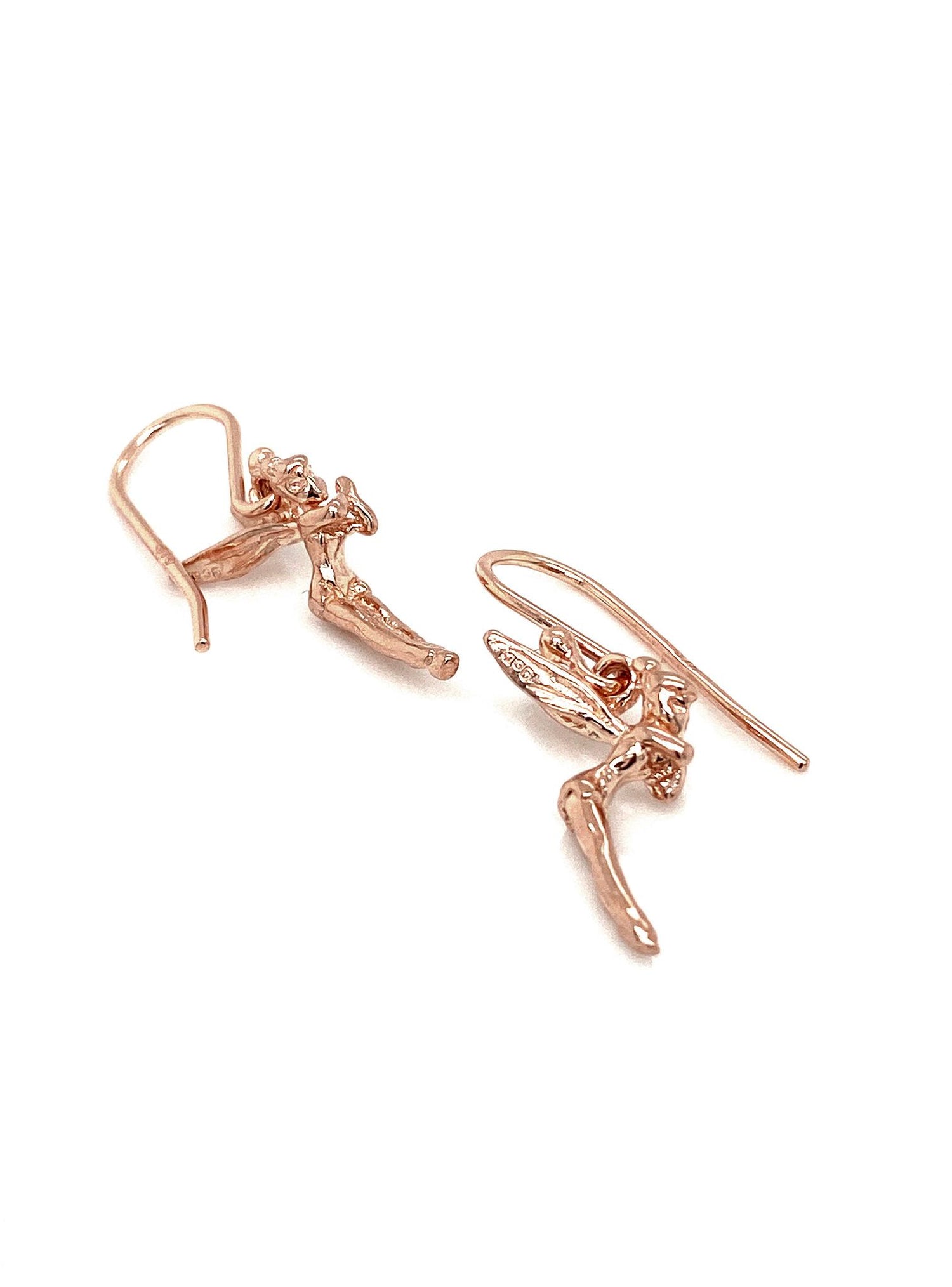 Tinkerbell Fairy Charm Earrings in 9ct Rose Gold
