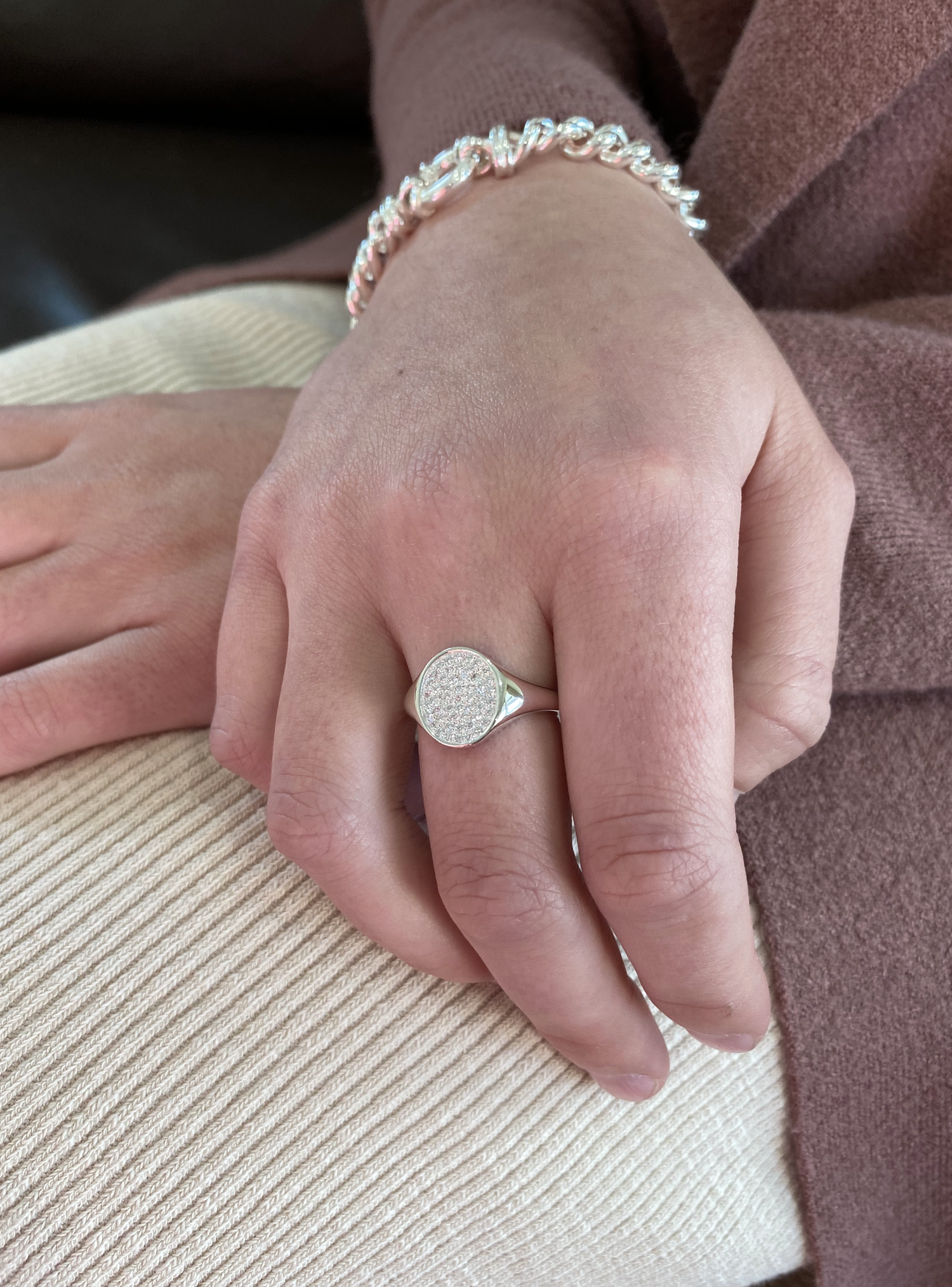 Shelby Cz Signet Ring in Sterling Silver