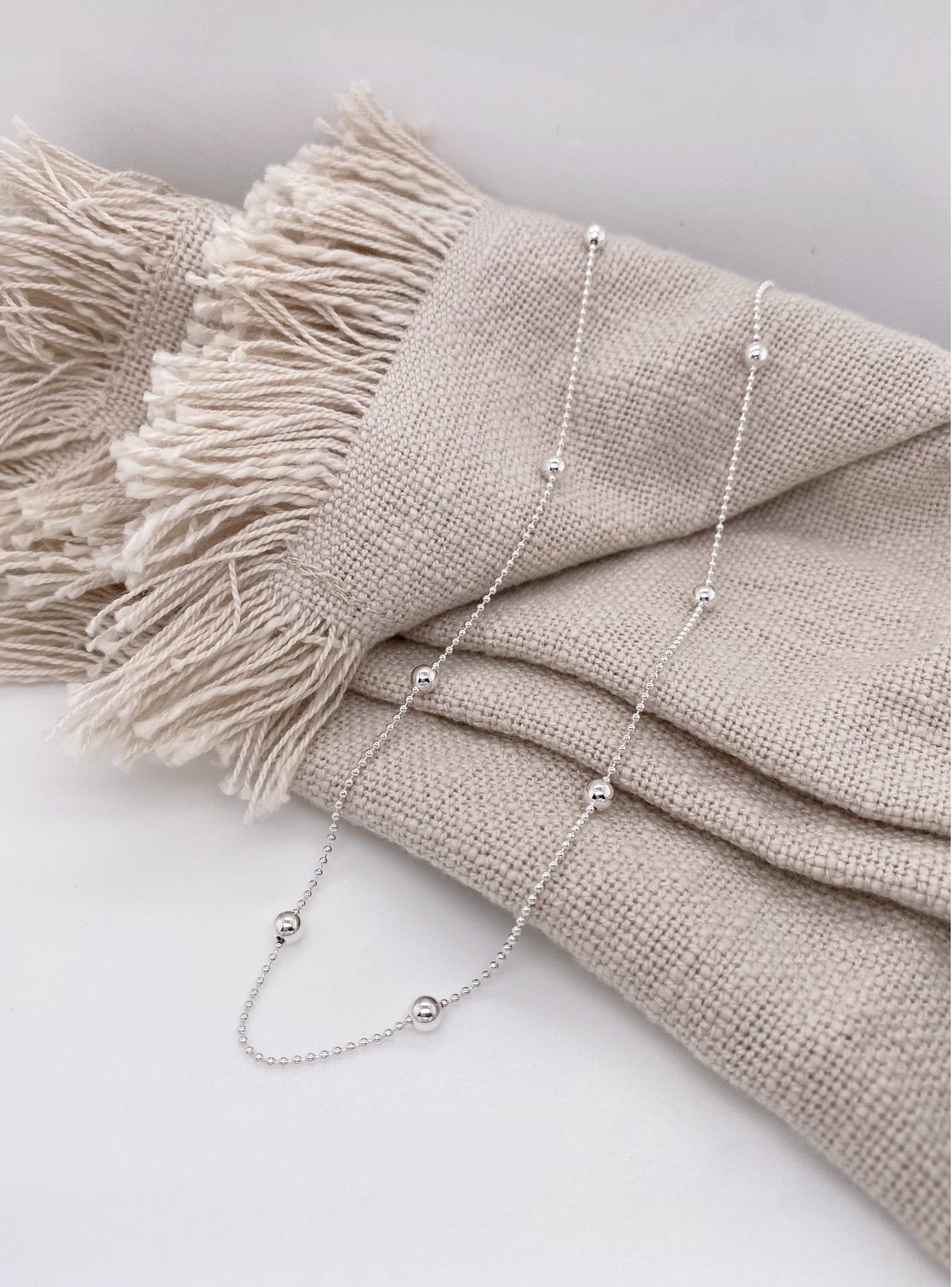 Sterling Silver Elise Ball Bead Yard Chain in Necklace
