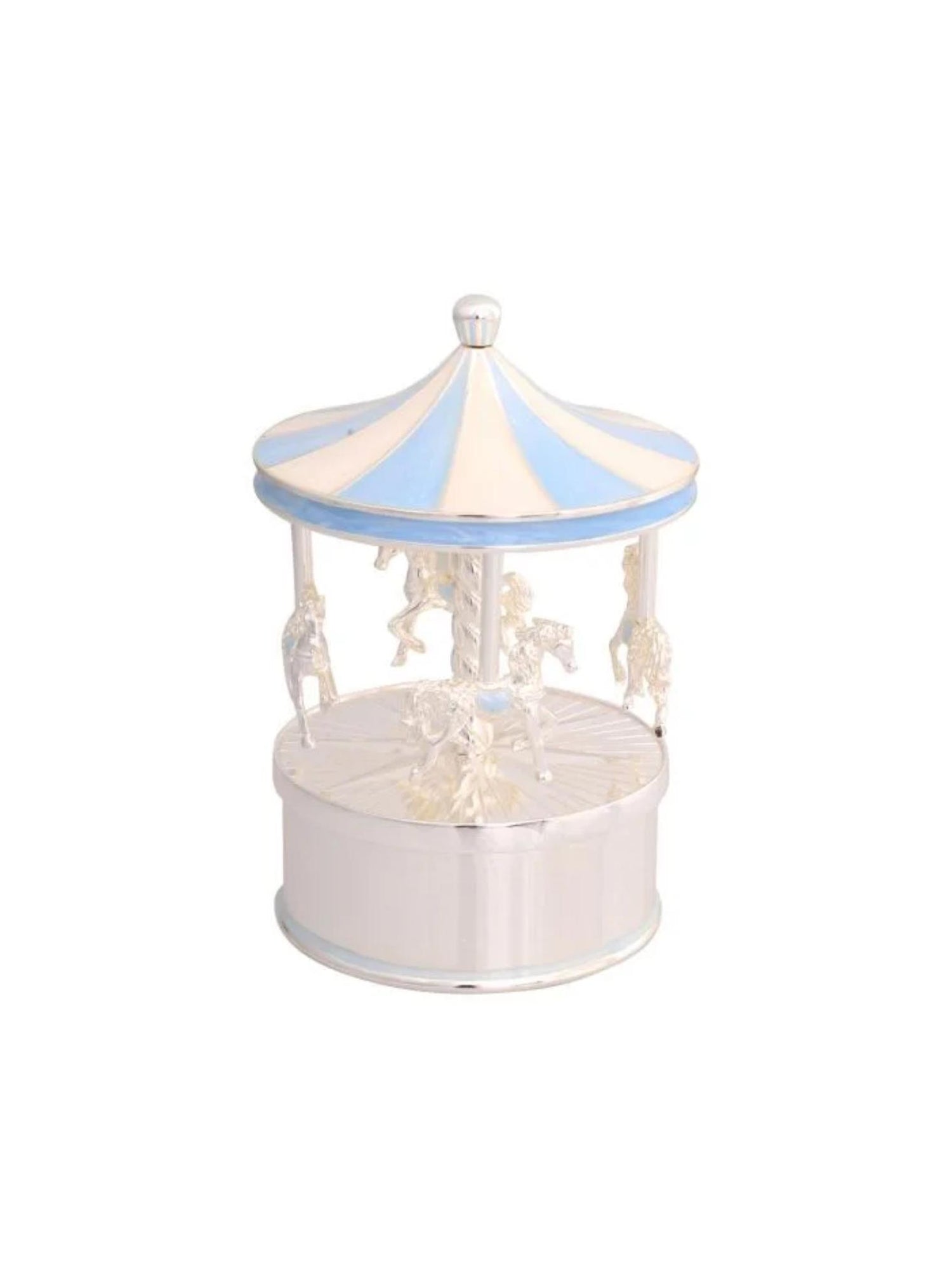 Silver Plated Merry Go Round Musical Carousel