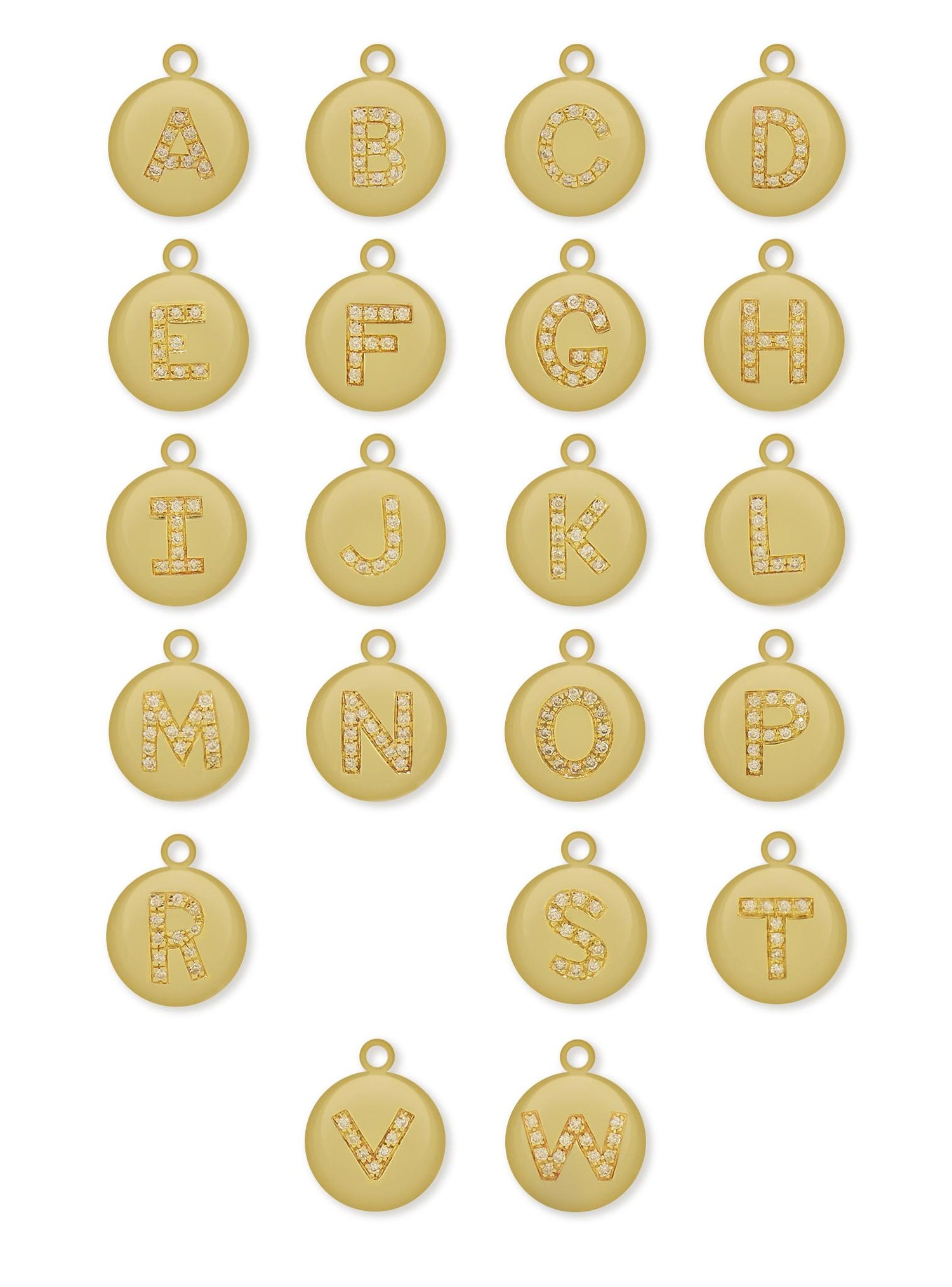 Alphabet Letter Initial Diamond Coin Tag Charm in 9ct Gold