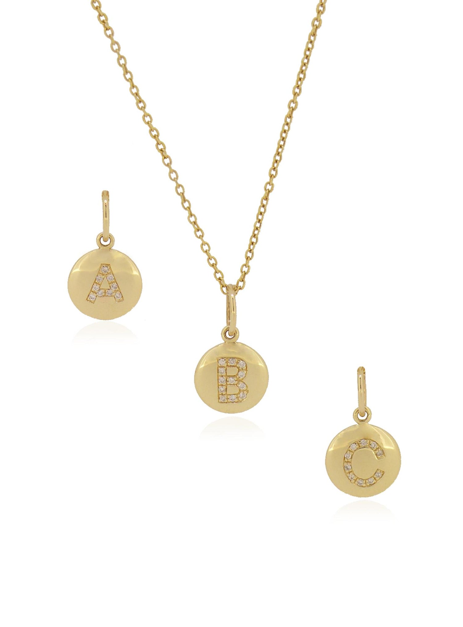 Alphabet Letter Initial Diamond Coin Tag Charm in 9ct Gold