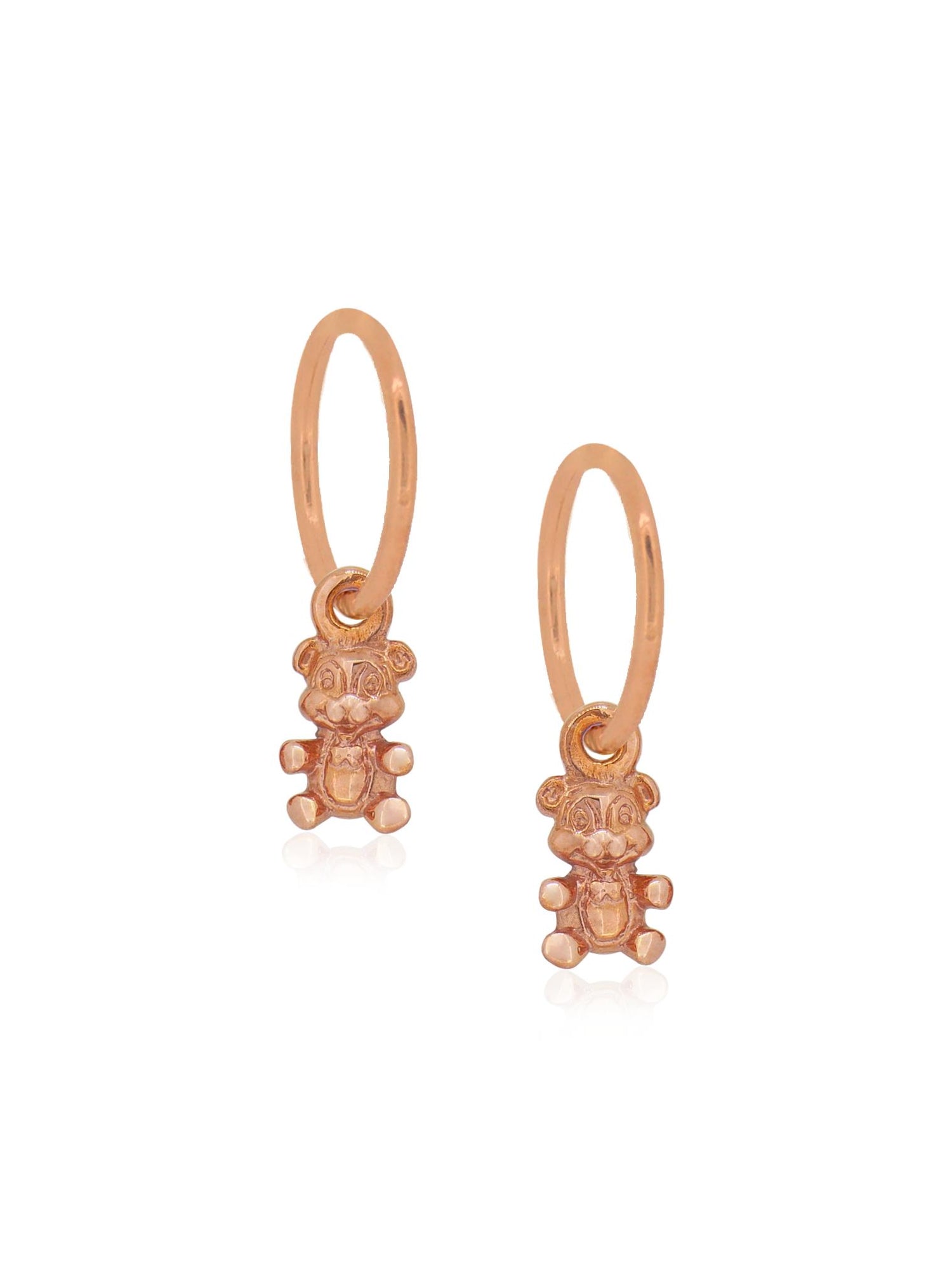 Teddy Bear Charms for Sleeper Earrings in 9ct Rose Gold