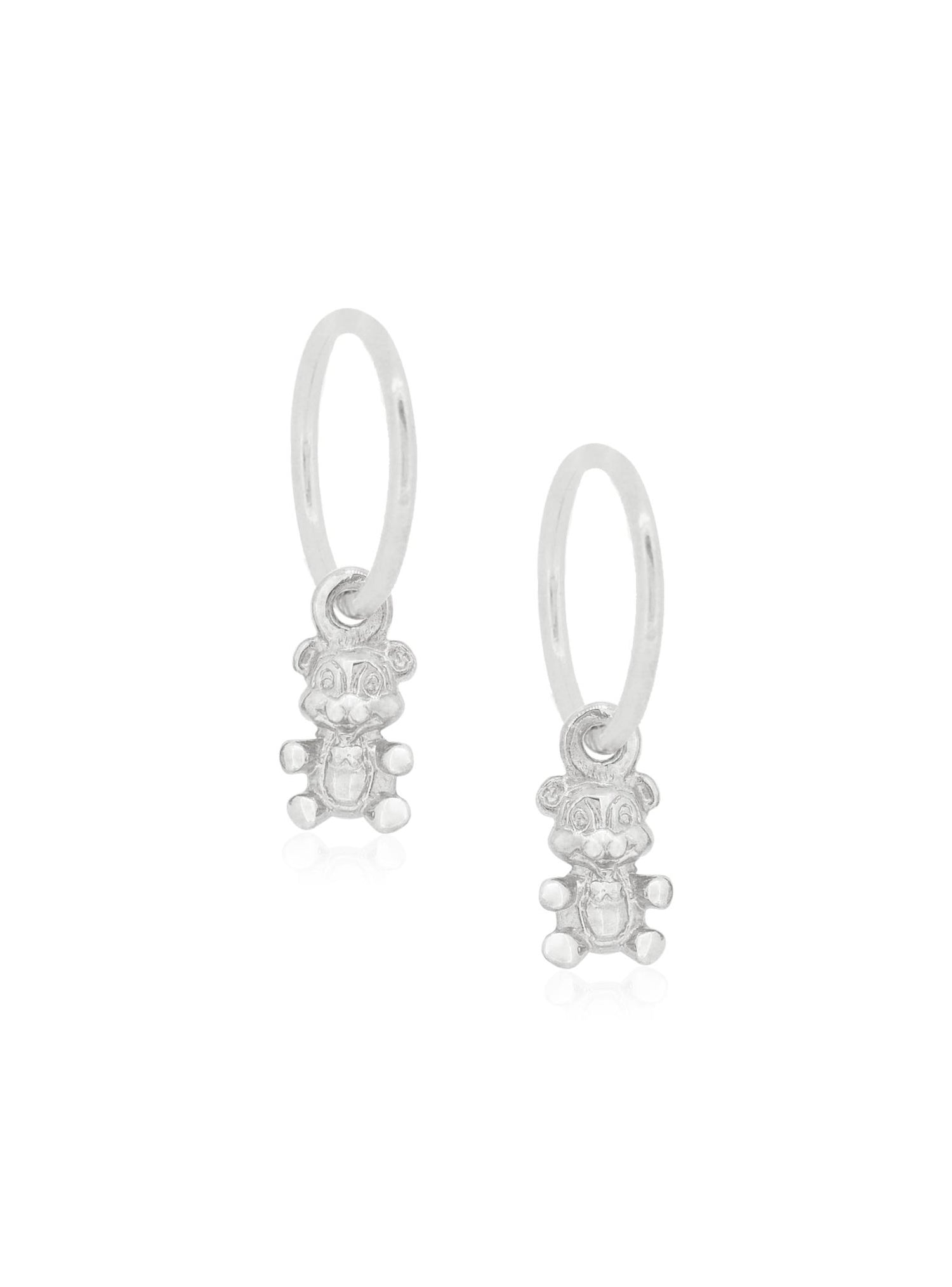 Teddy Bear Charms for Sleeper Earrings in Sterling Silver