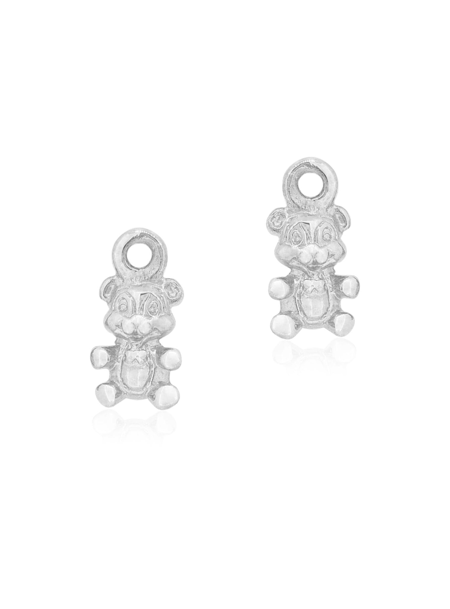 Teddy Bear Charms for Sleeper Earrings in Sterling Silver