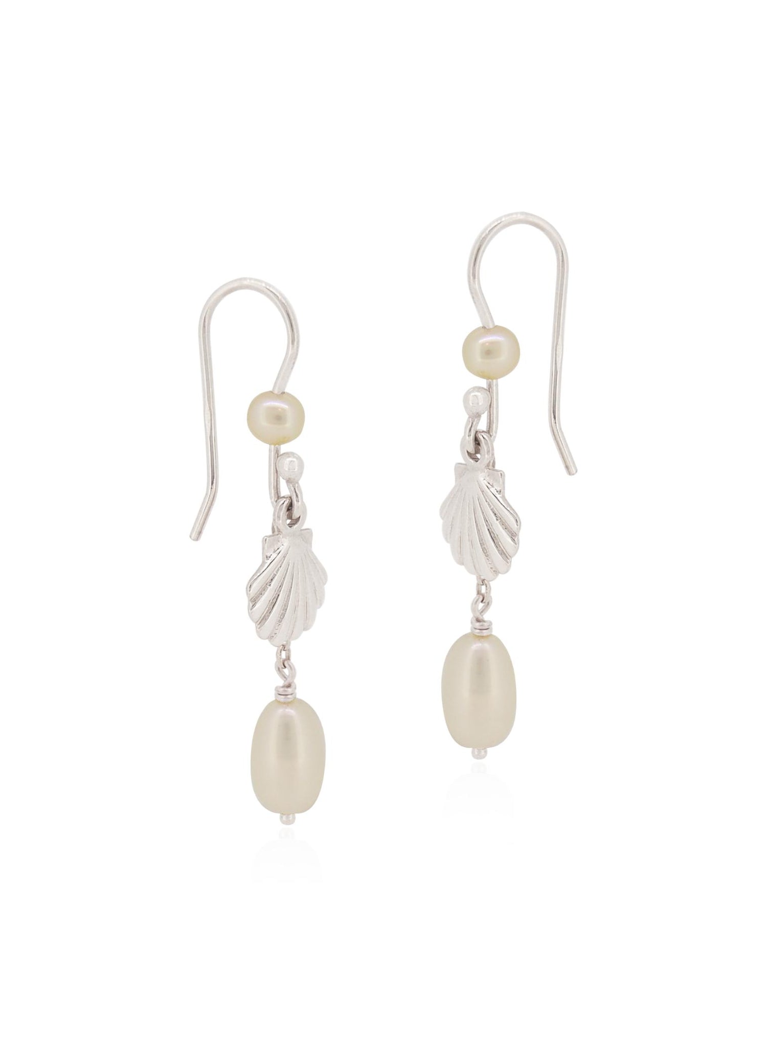 Shorelines Pearl Seashell Charm Earrings in Sterling Silver
