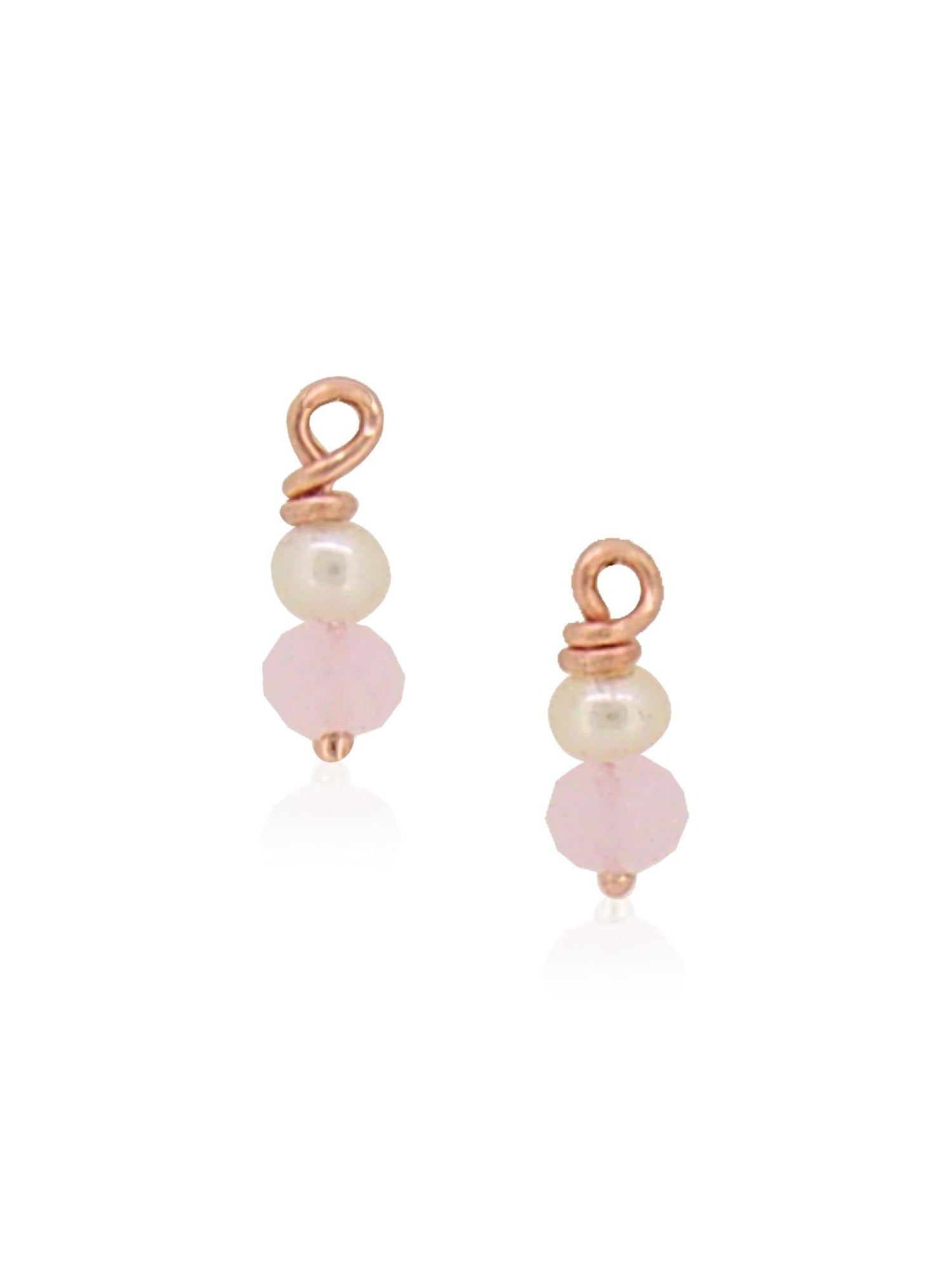 Rose Quartz Pearl Drops for Sleeper Earrings in 9ct Rose Gold