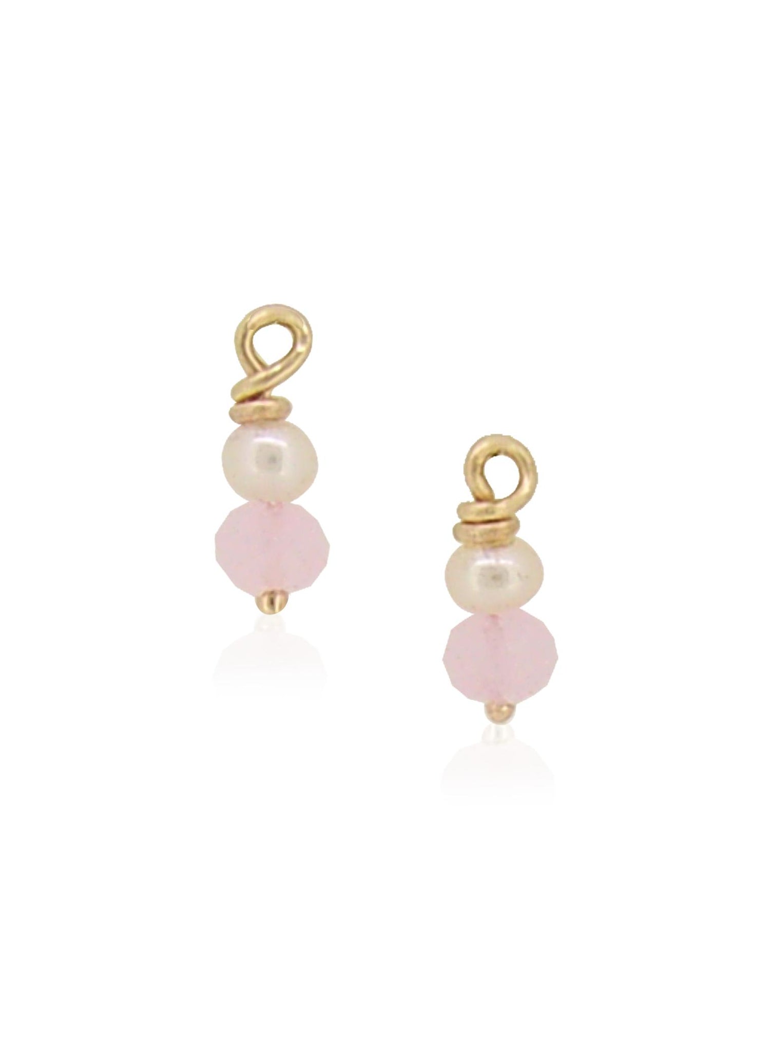 Rose Quartz Pearl Drops for Sleeper Earrings in 9ct Gold